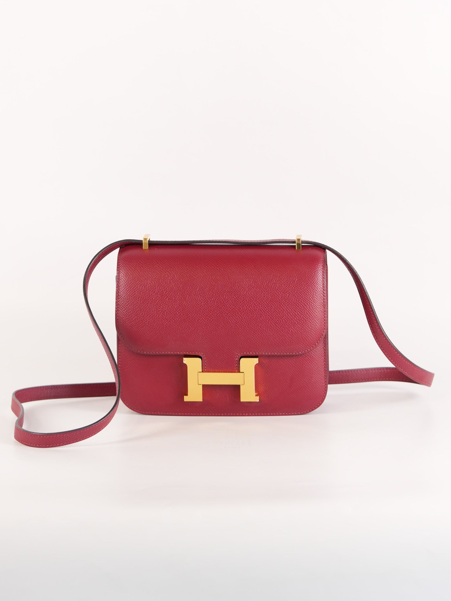 Constance 18 in Rouge Grenat Epsom Leather and Gold Hardware Stamp U (2022) | Purse Maison Luxury Bags Shop