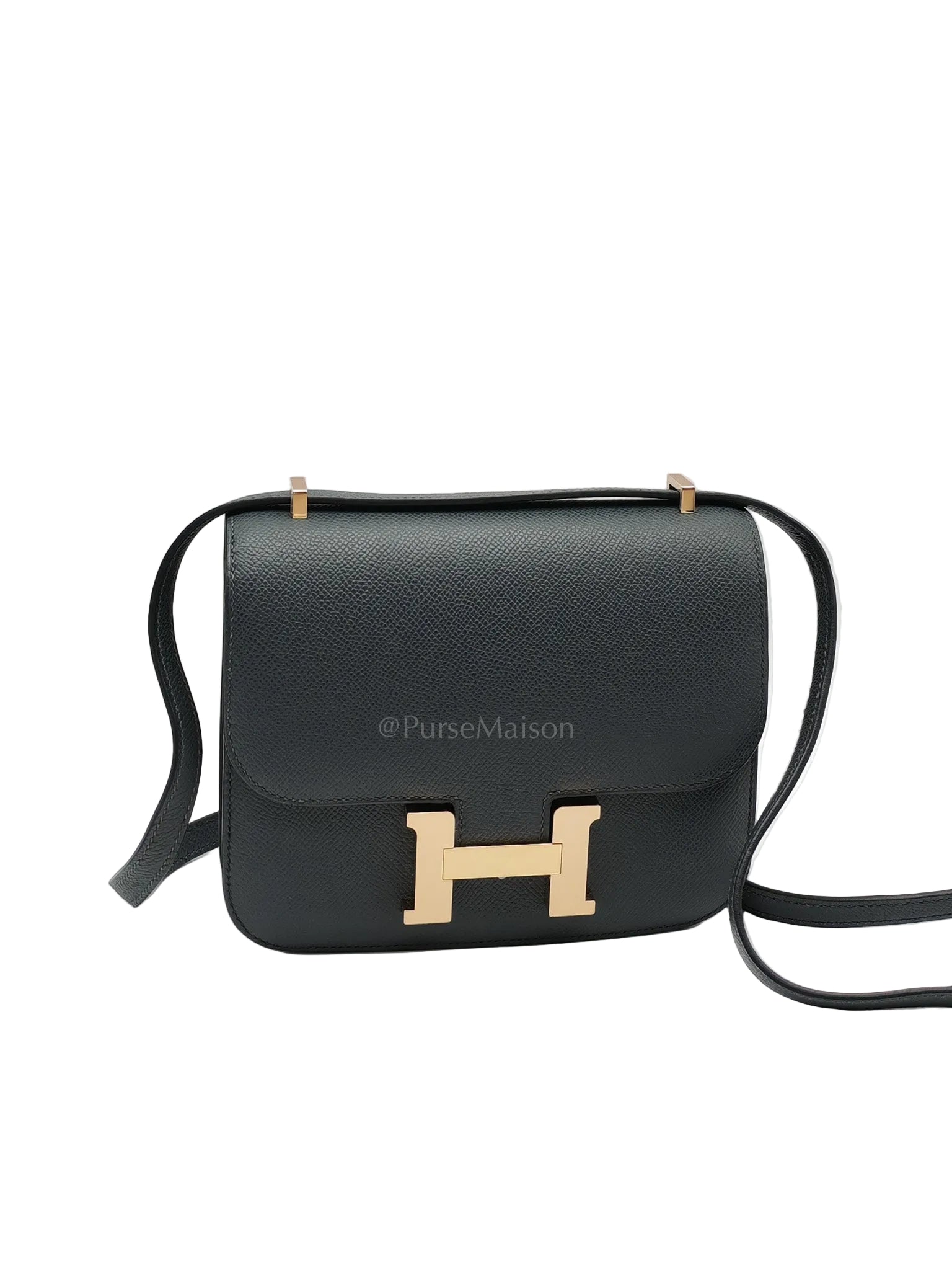 Constance 18 Mirror in Gris Misty Epsom Leather & Permabrass Hardware Stamp W (2024) | Purse Maison Luxury Bags Shop