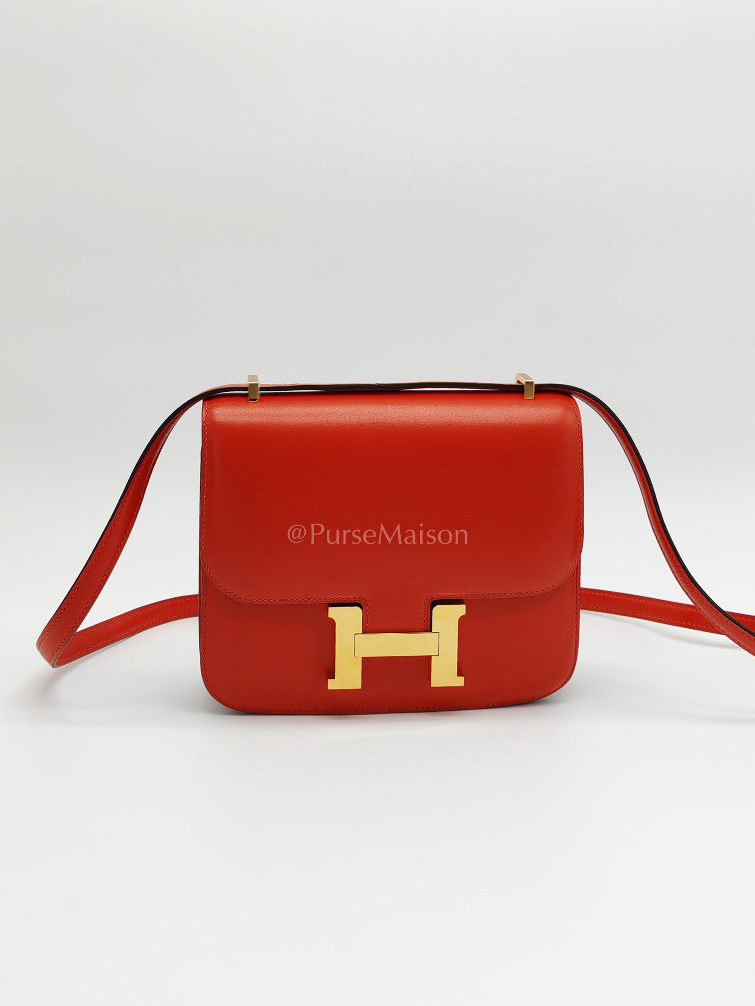 Constance 18 Tadelakt Capucine in Box Leather and Gold Hardware Stamp D (2019) | Purse Maison Luxury Bags Shop