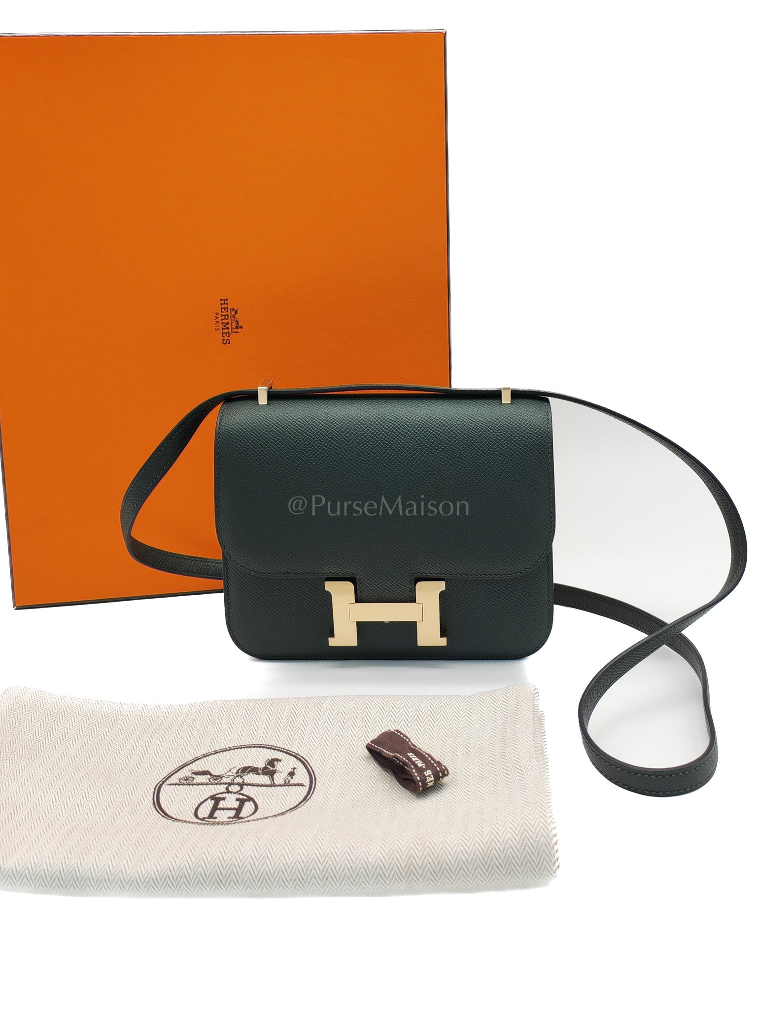 Constance 18 Vert Mangrove Epsom Leather in Permabrass Hardware Stamp K(2025) | Purse Maison Luxury Bags Shop