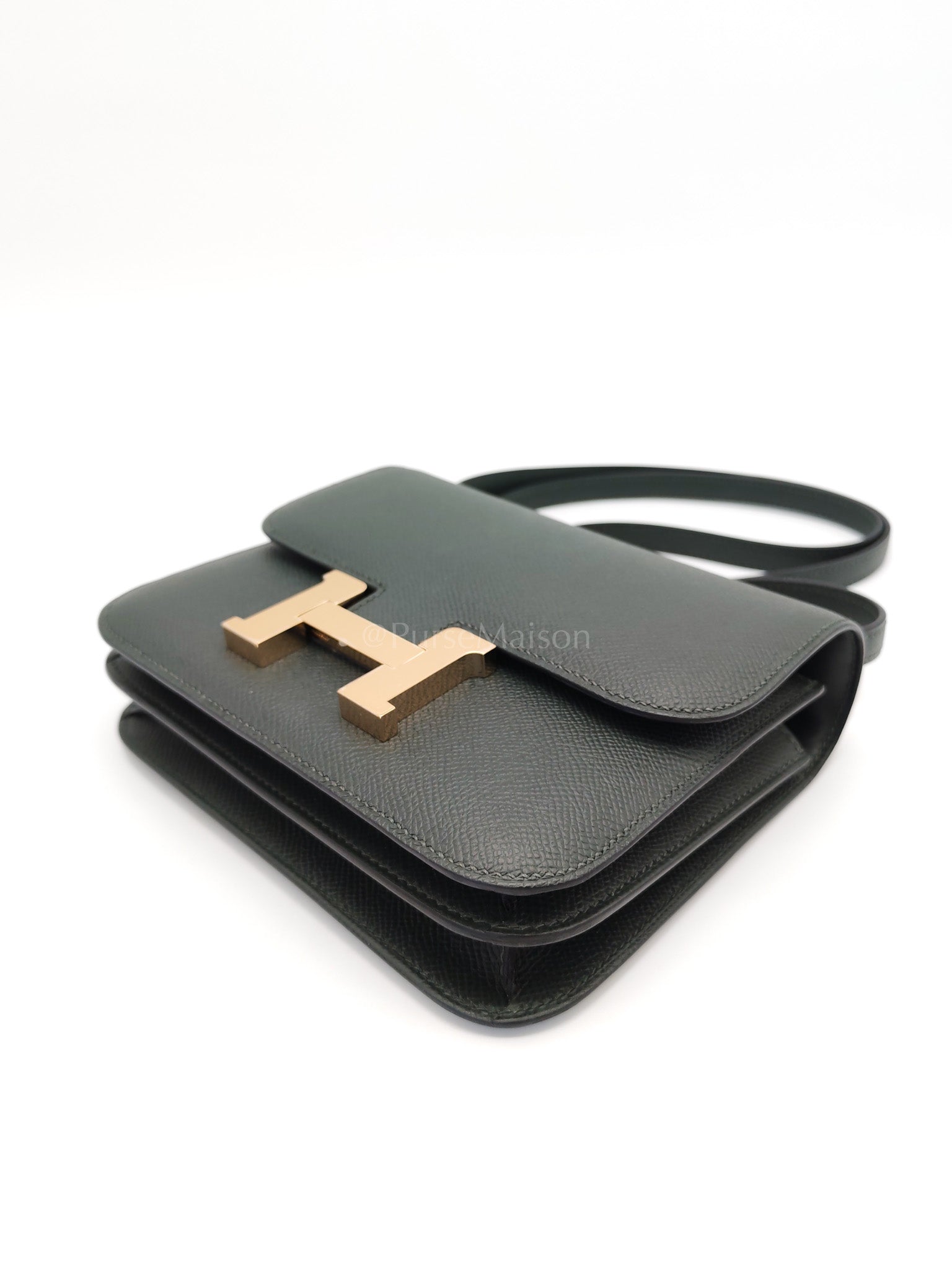 Constance 18 Vert Mangrove Epsom Leather in Permabrass Hardware Stamp K(2025) | Purse Maison Luxury Bags Shop