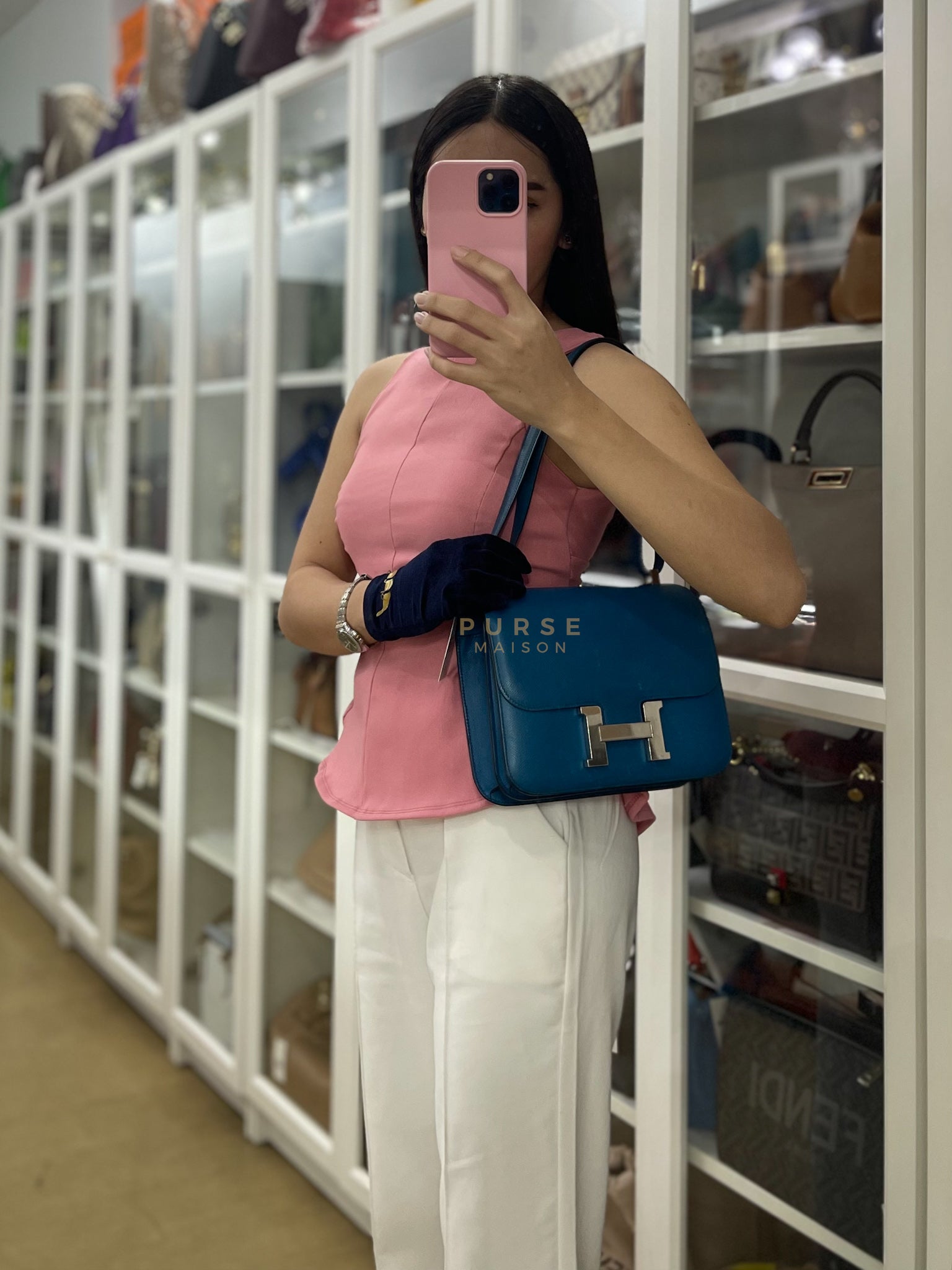 Constance 24 Epsom in Colvert Evercolor Leather and Palladium Hardware Stamp Square R (2014) | Purse Maison Luxury Bags Shop