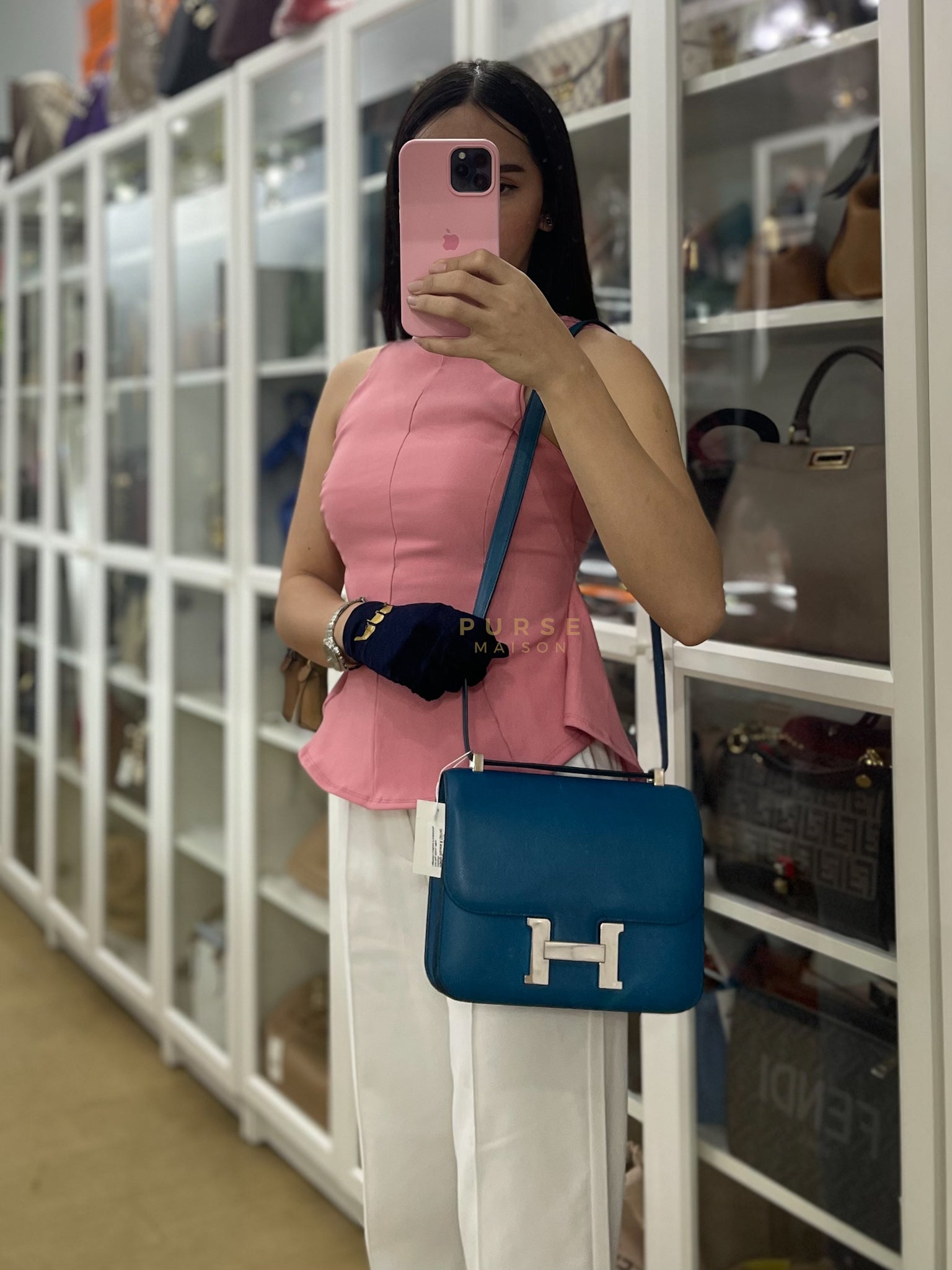 Constance 24 Epsom in Colvert Evercolor Leather and Palladium Hardware Stamp Square R (2014) | Purse Maison Luxury Bags Shop
