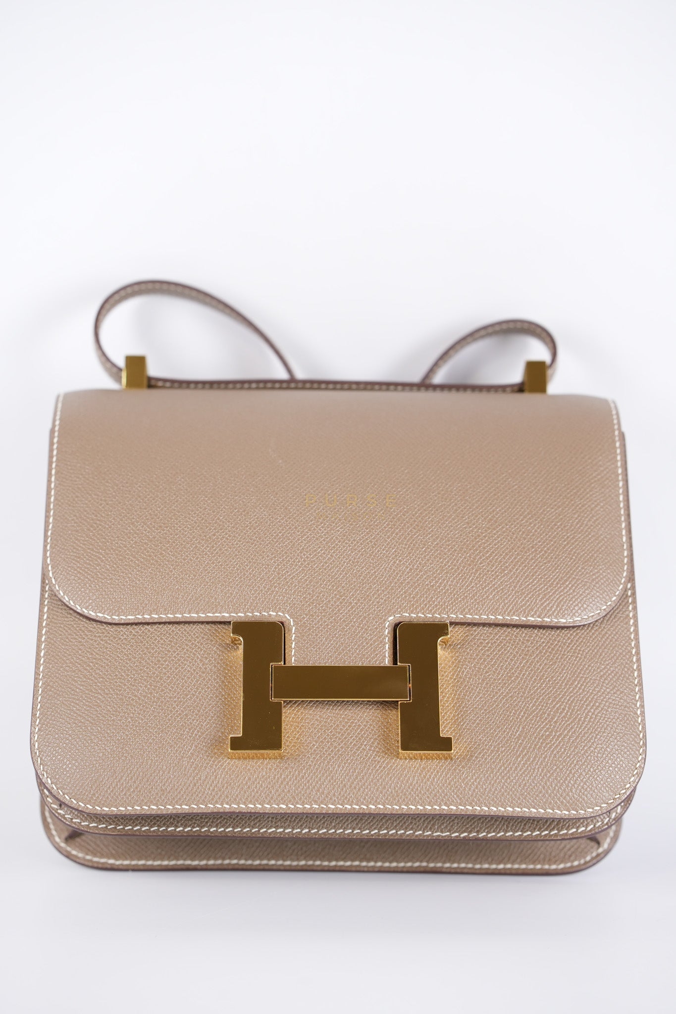 Constance 24 Etoupe in Epsom Leather and Gold Hardware Stamp C (2018) | Purse Maison Luxury Bags Shop