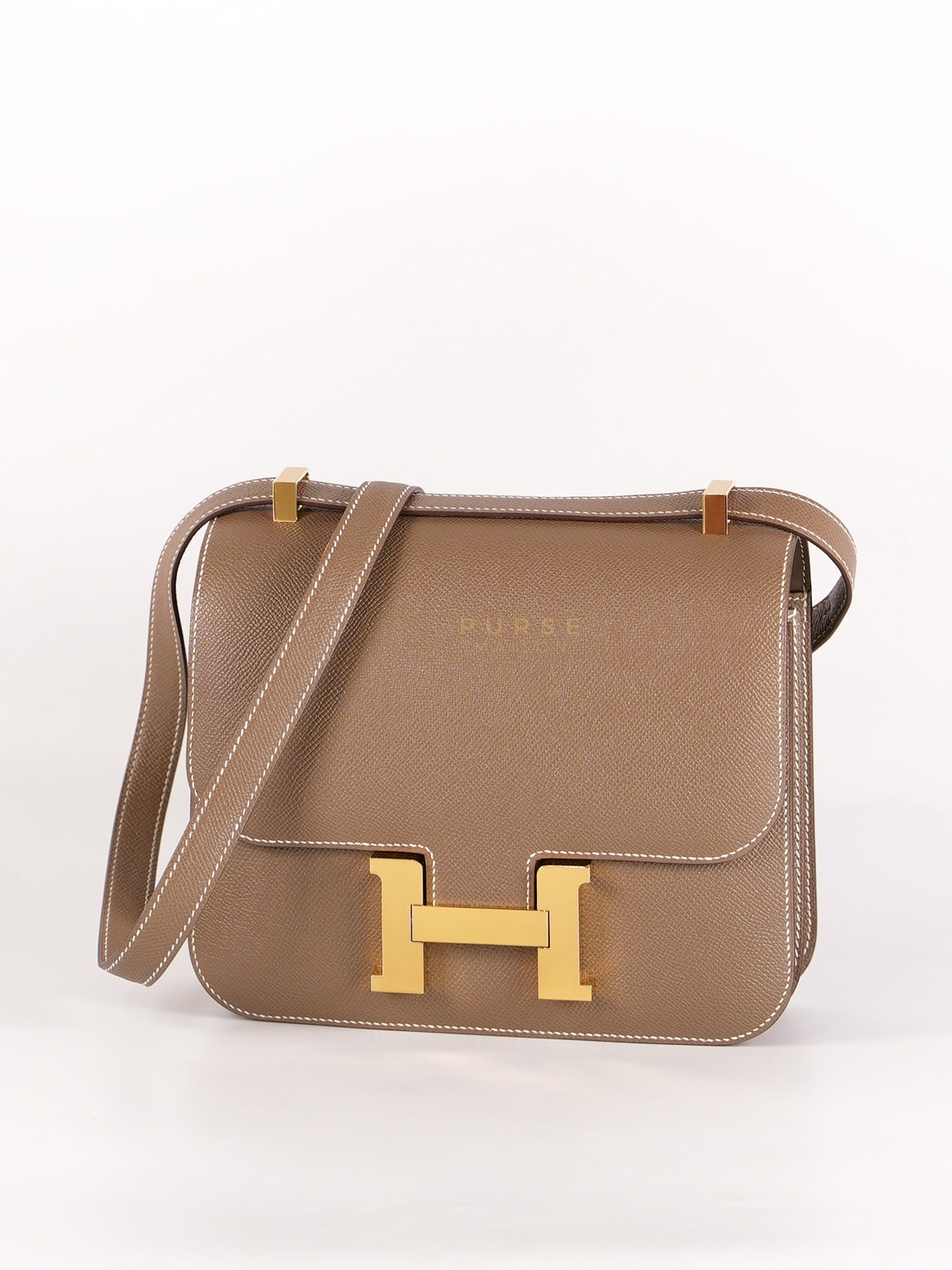 Constance 24 Etoupe in Epsom Leather and Gold Hardware Stamp C (2018) | Purse Maison Luxury Bags Shop