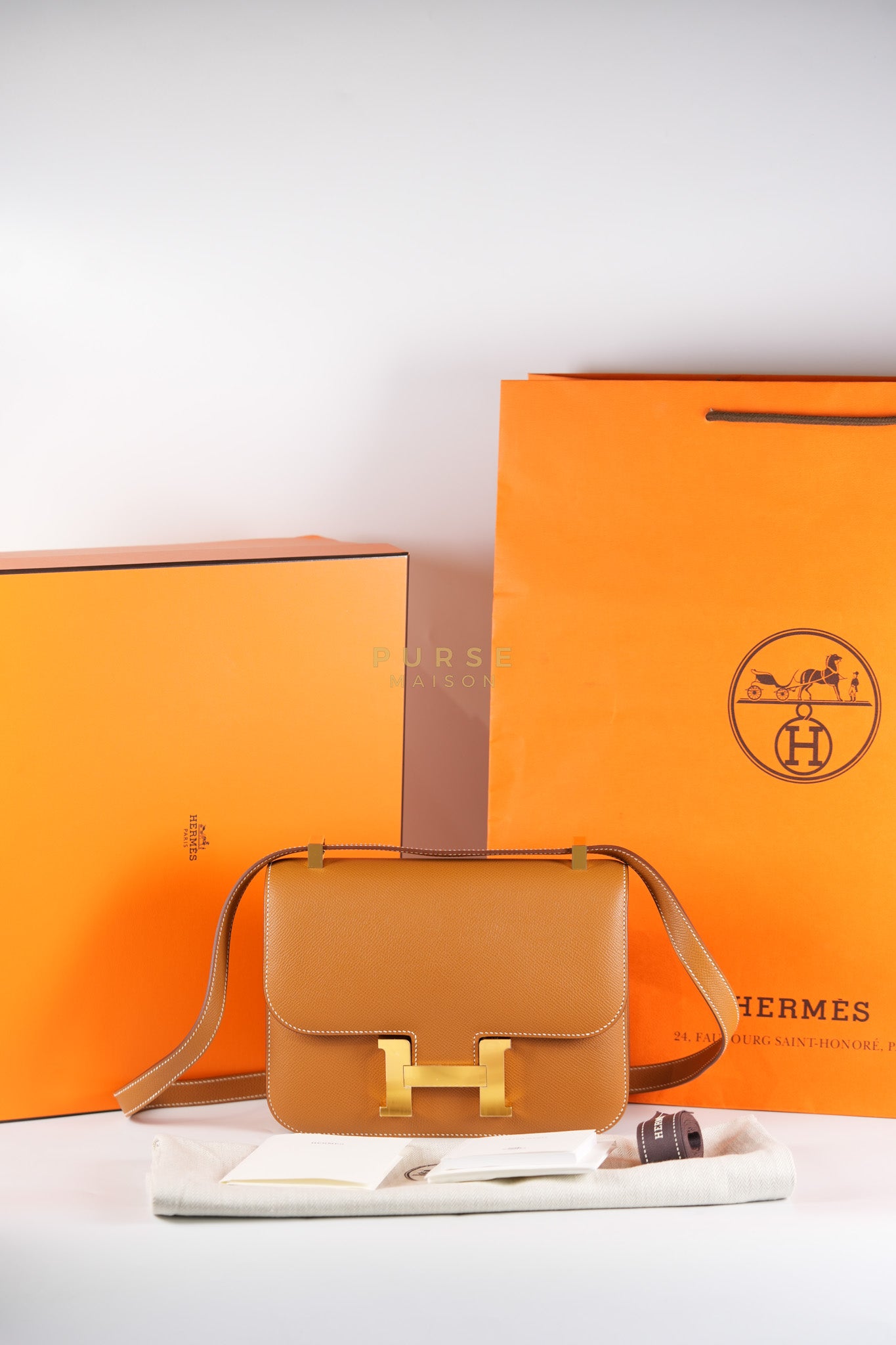 Constance 24 Gold in Epsom Leather and Gold Hardware Stamp K (2025) | Purse Maison Luxury Bags Shop