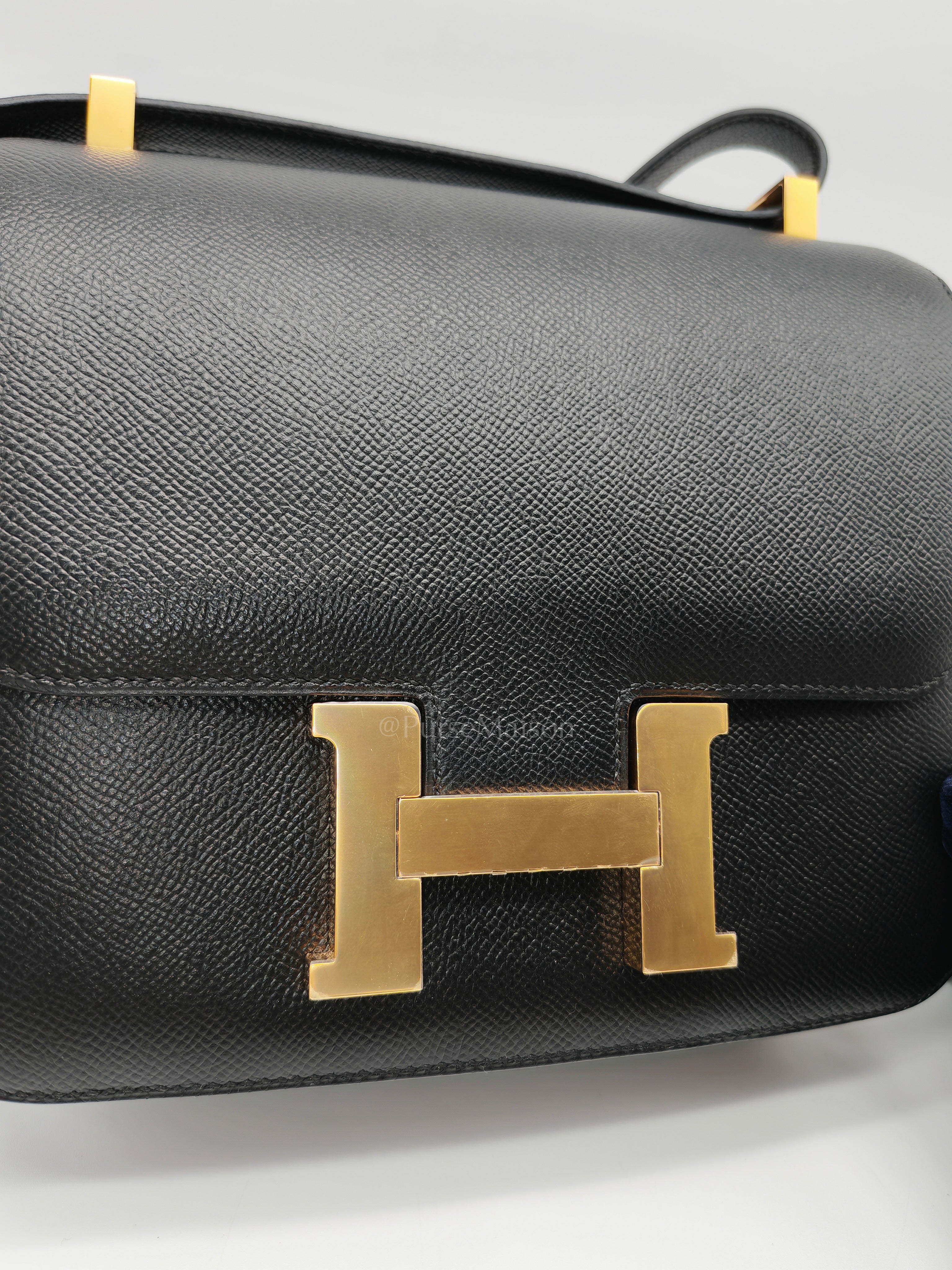 Constance 24 in Black Epsom Leather and Gold Hardware Stamp Y (2020) | Purse Maison Luxury Bags Shop