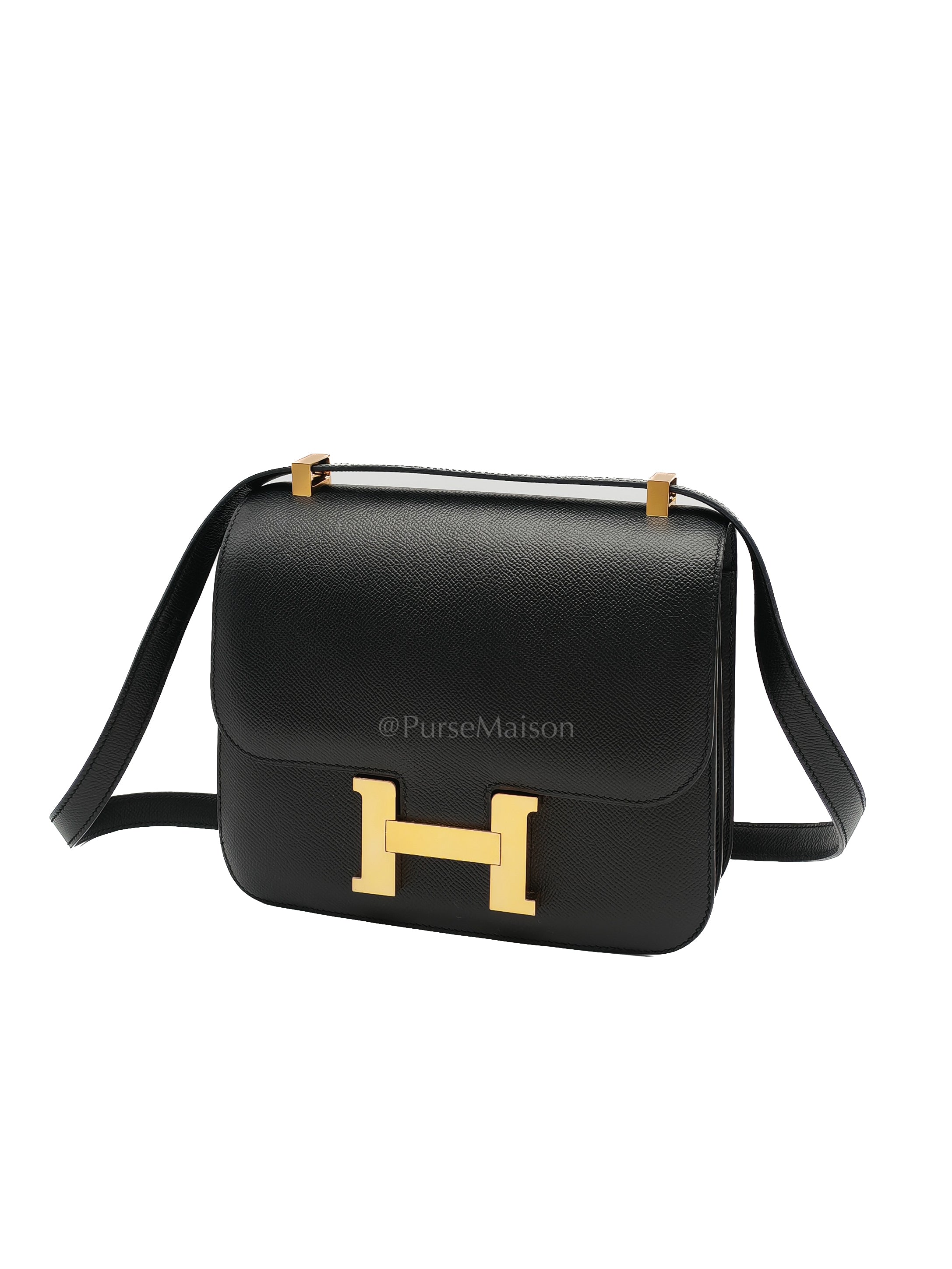 Constance 24 in Black Epsom Leather and Gold Hardware Stamp Y (2020) | Purse Maison Luxury Bags Shop