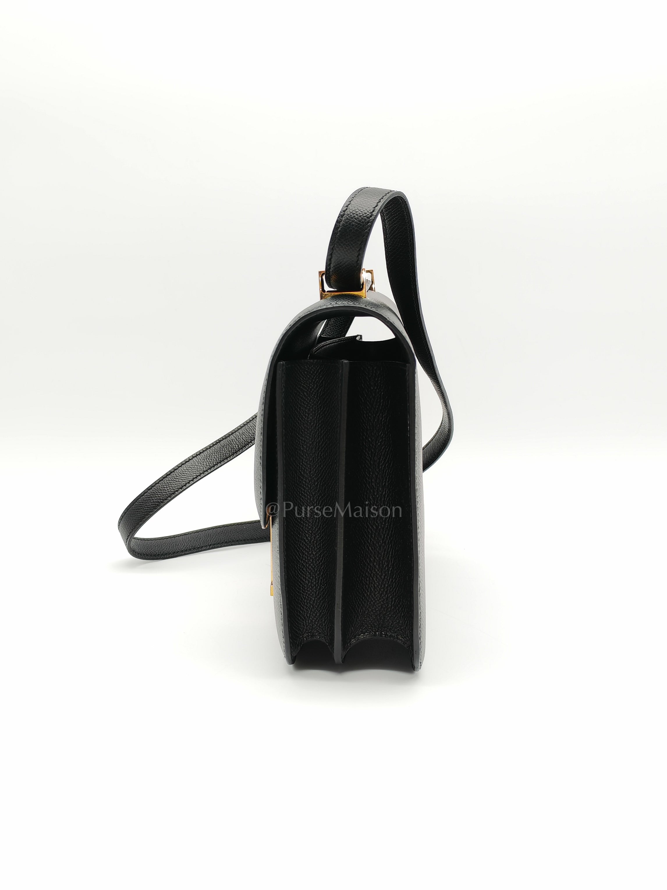 Constance 24 in Black Epsom Leather and Gold Hardware Stamp Y (2020) | Purse Maison Luxury Bags Shop