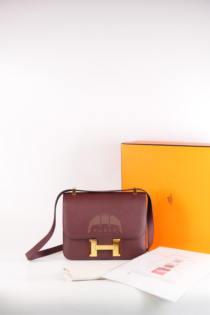 Constance 24 in Bordeaux Evercolor Leather Gold Hardware Stamp A(2017) | Purse Maison Luxury Bags Shop