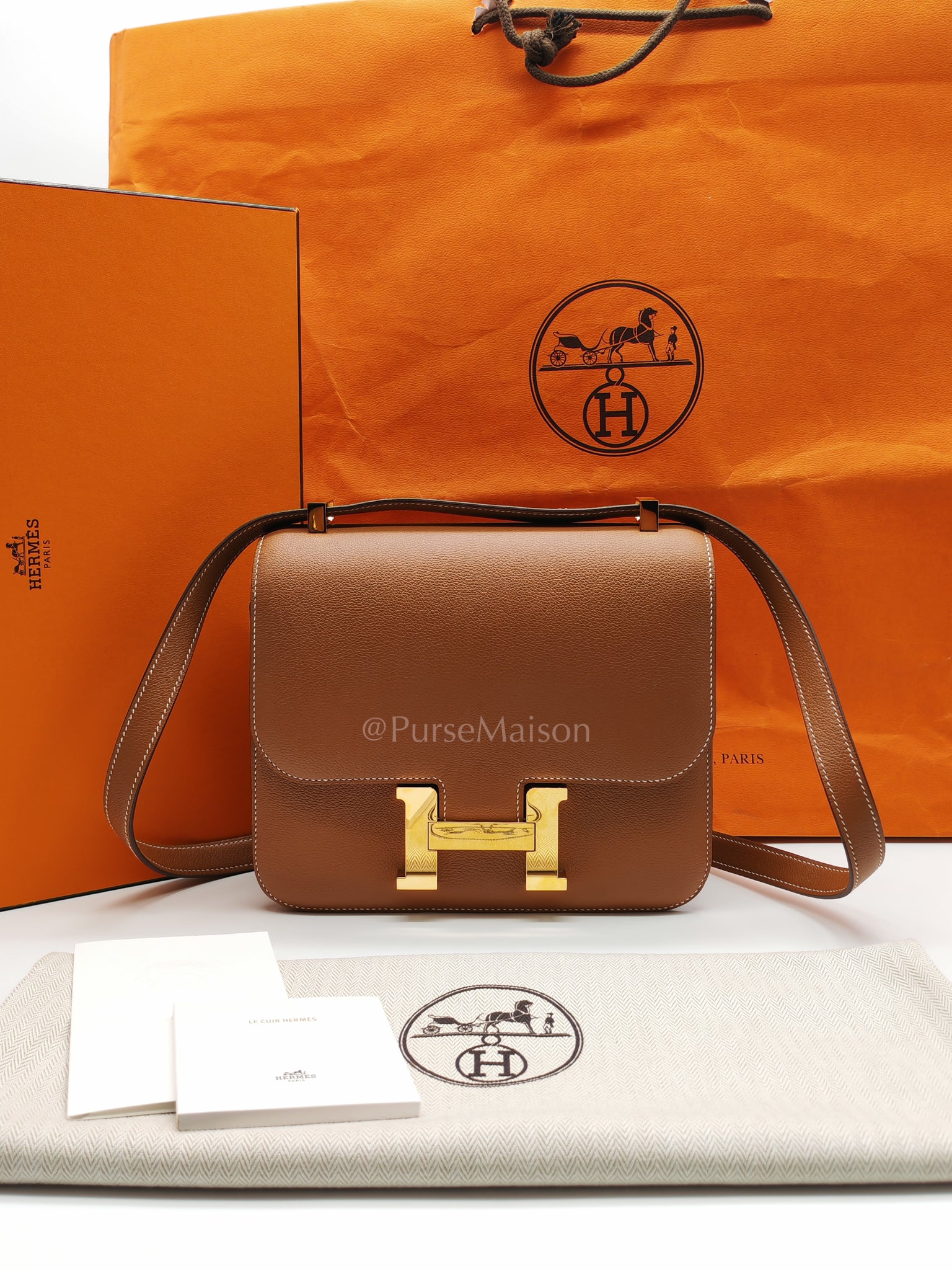 Constance 24 in Gold Evercolor Leather and Gold Hardware Stamp D (2019) | Purse Maison Luxury Bags Shop