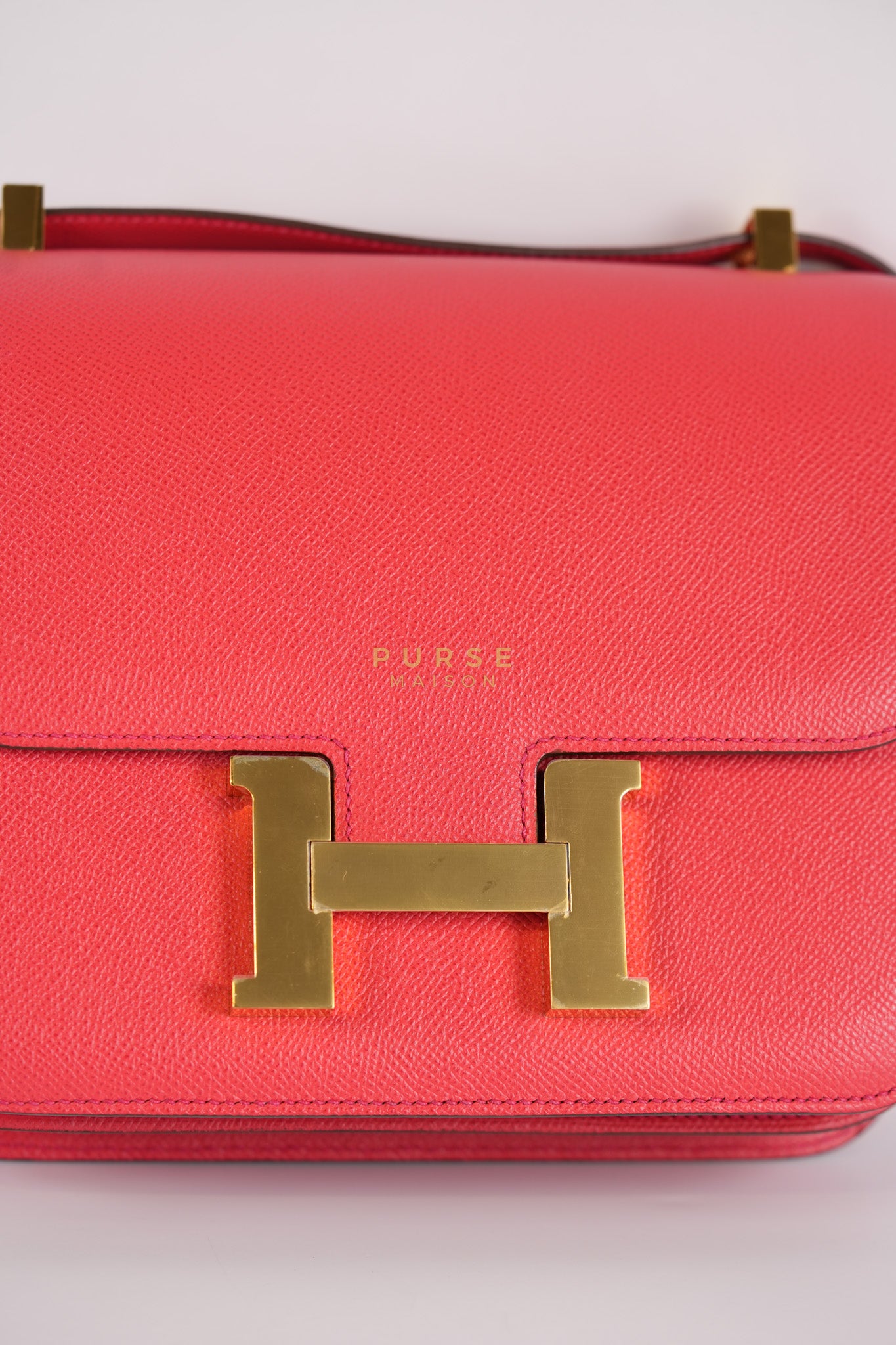 Constance 24 in Red Epsom Leather & Gold Hardware Stamp C (2018) | Purse Maison Luxury Bags Shop