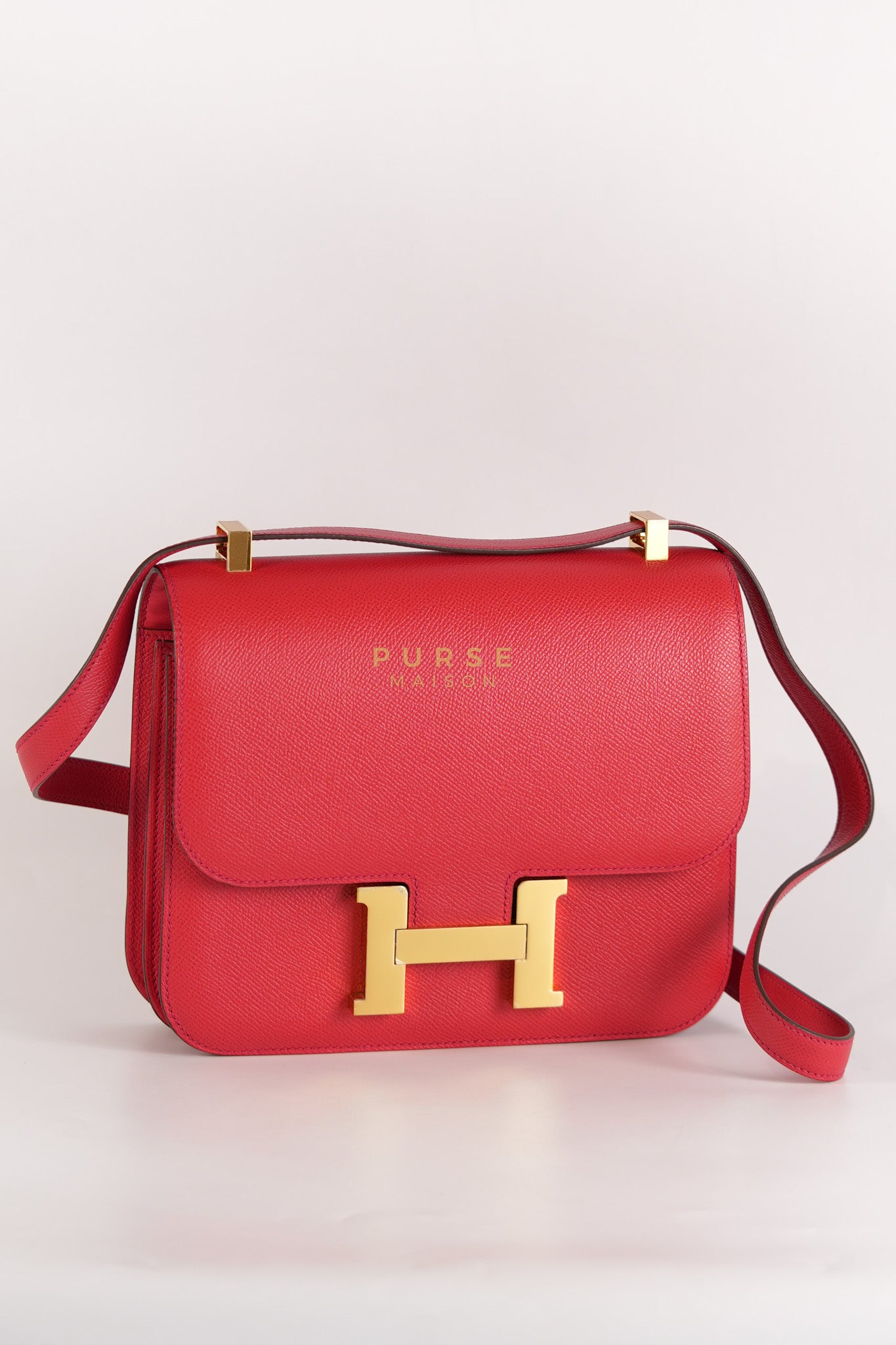 Constance 24 in Red Epsom Leather & Gold Hardware Stamp C (2018) | Purse Maison Luxury Bags Shop