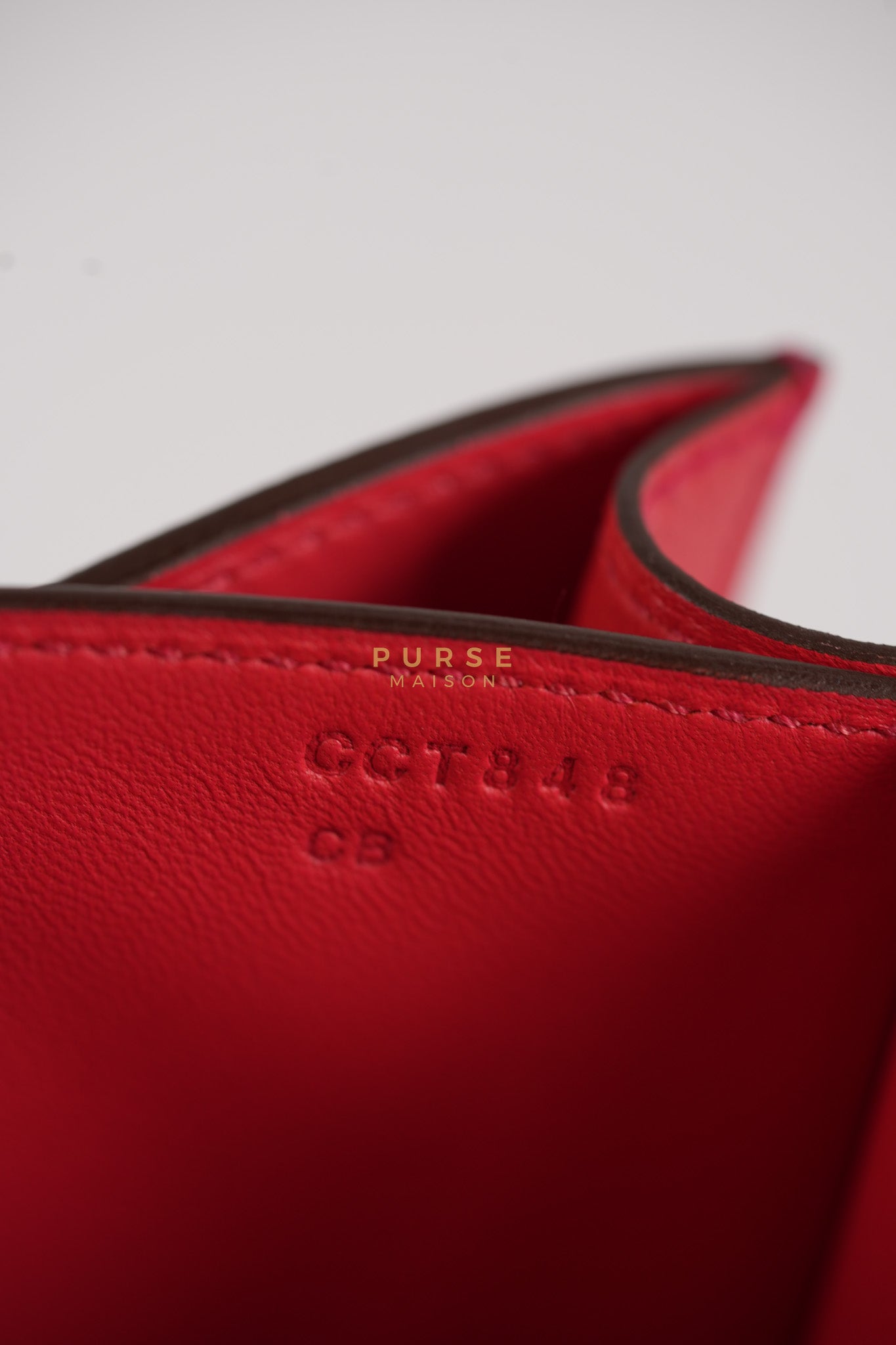 Constance 24 in Red Epsom Leather & Gold Hardware Stamp C (2018) | Purse Maison Luxury Bags Shop