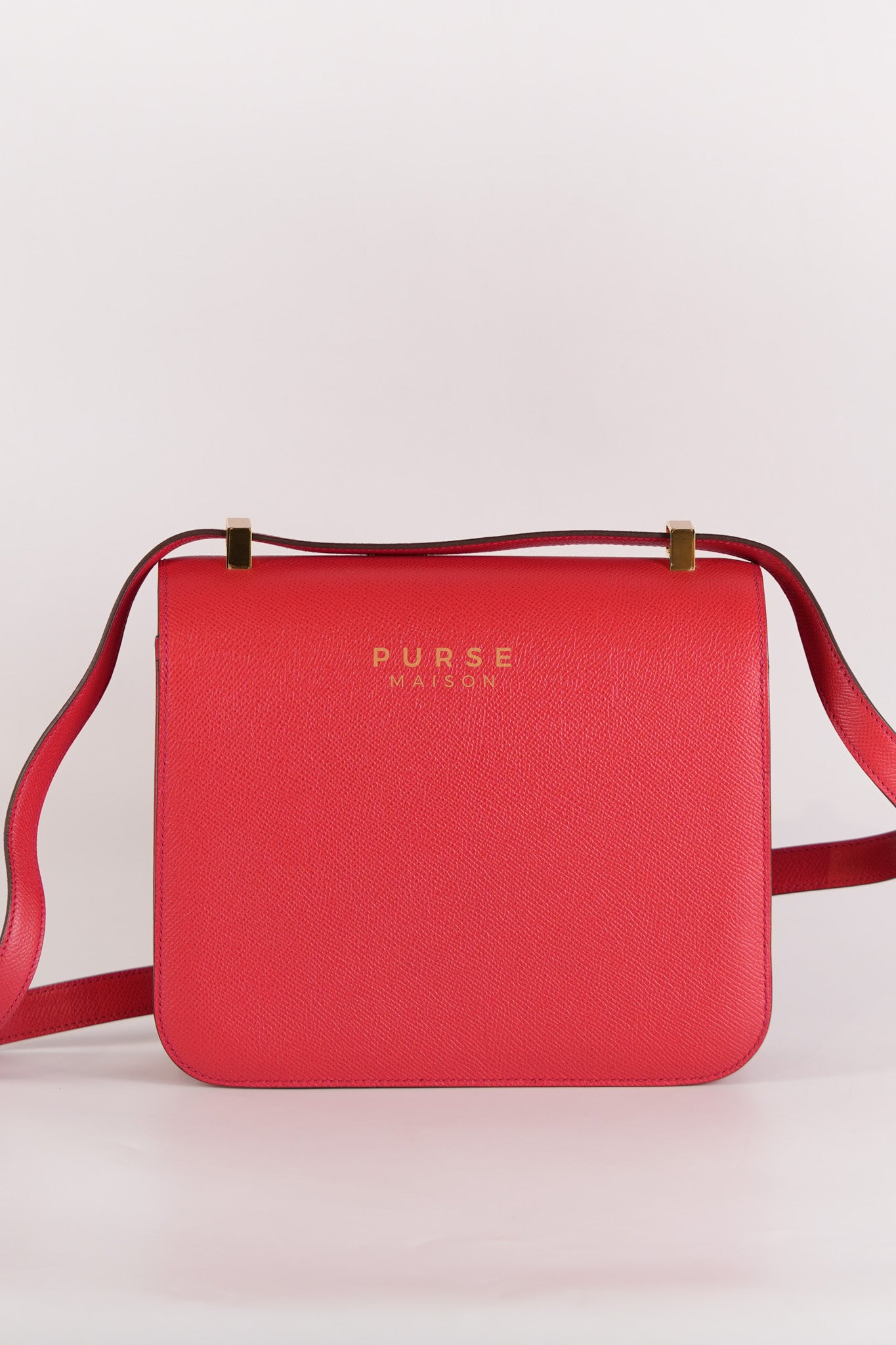 Constance 24 in Red Epsom Leather & Gold Hardware Stamp C (2018) | Purse Maison Luxury Bags Shop