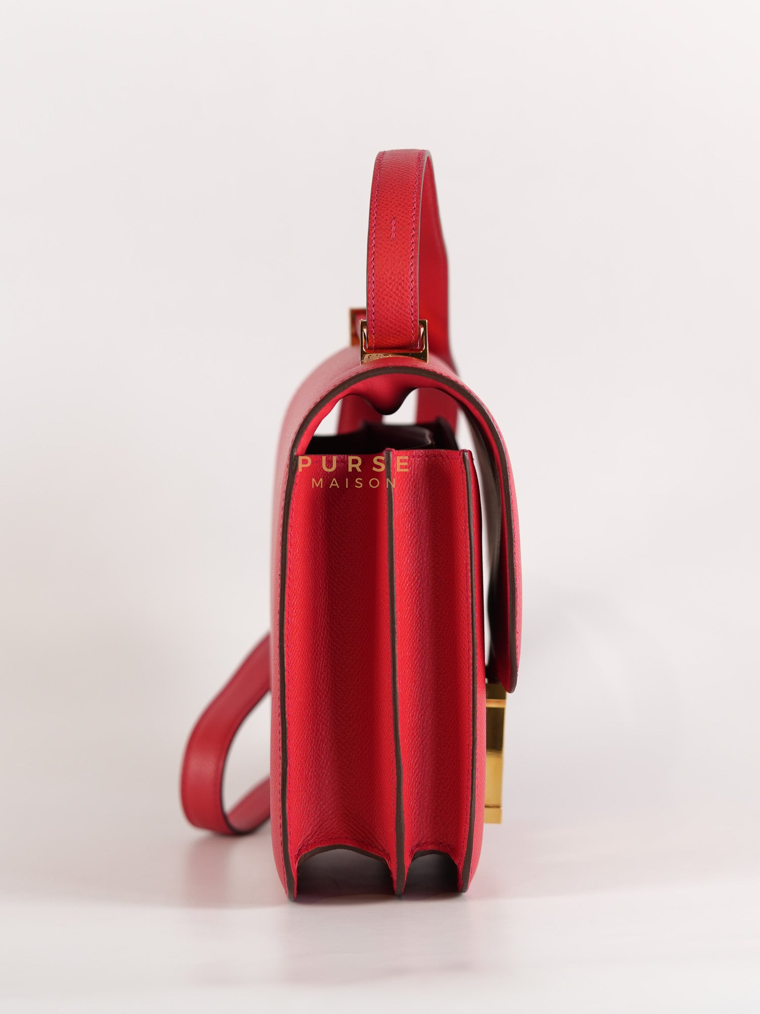 Constance 24 in Red Epsom Leather & Gold Hardware Stamp C (2018) | Purse Maison Luxury Bags Shop