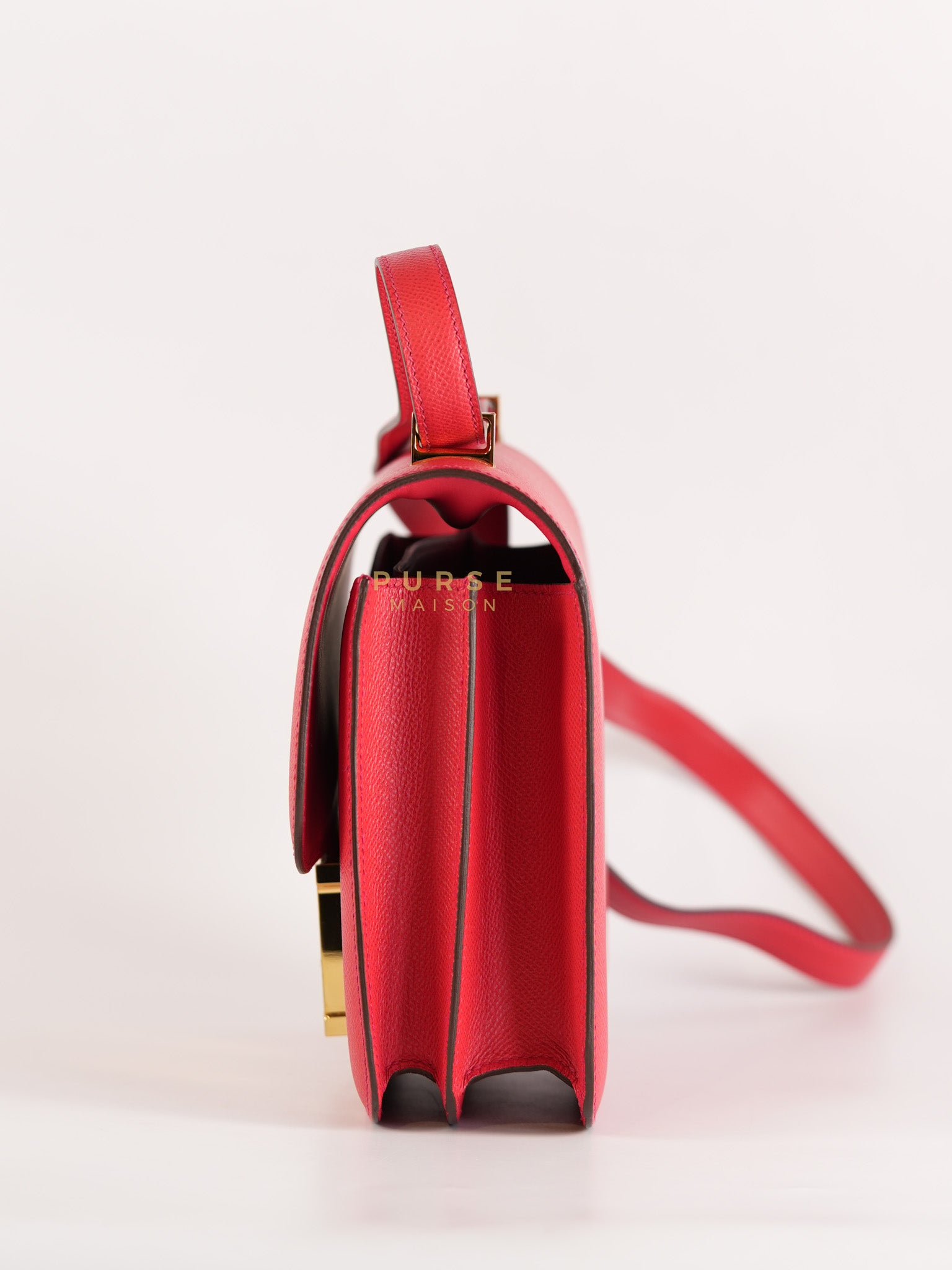 Constance 24 in Red Epsom Leather & Gold Hardware Stamp C (2018) | Purse Maison Luxury Bags Shop