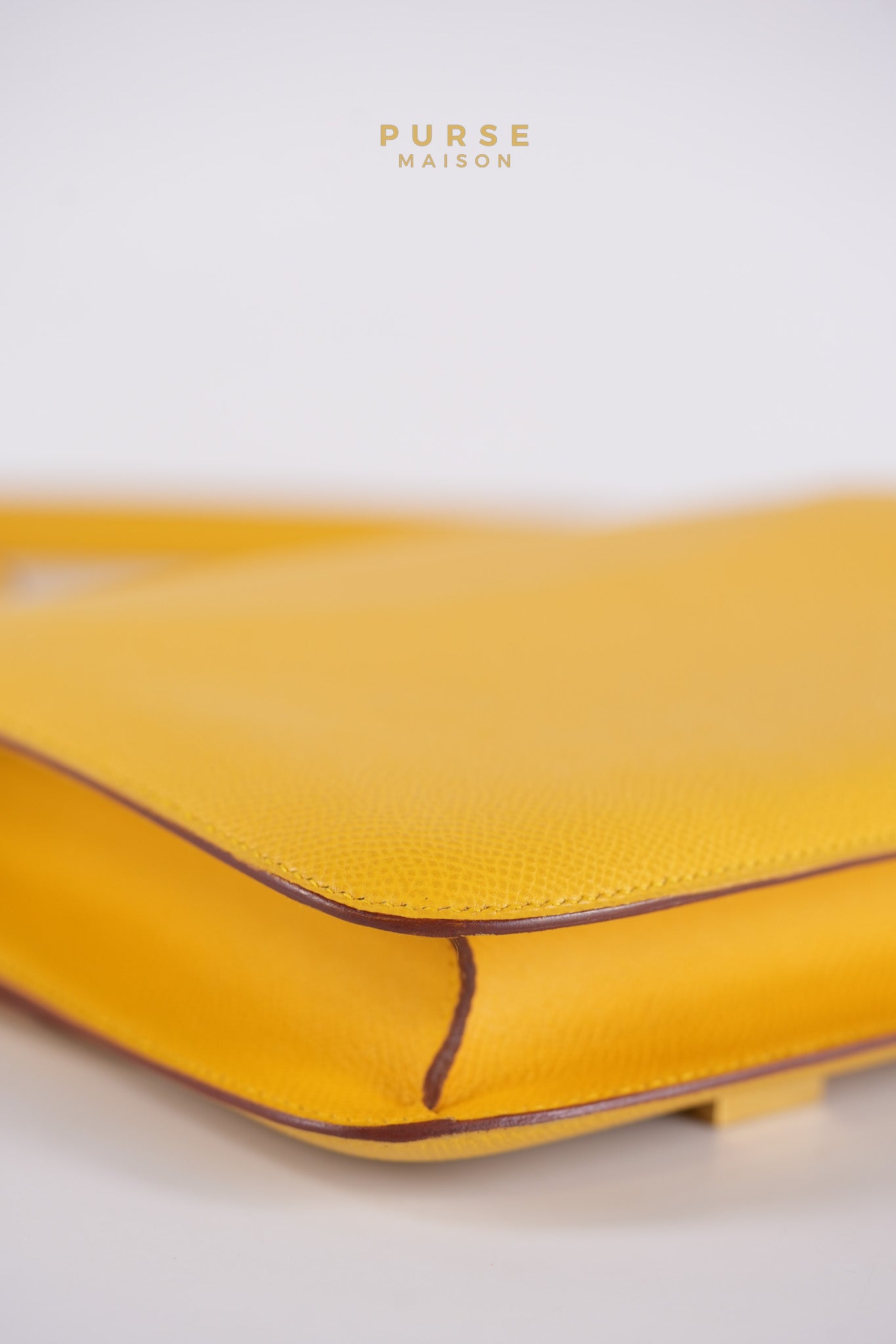 Constance 24 Jaune in Epsom Leather and Gold Hardware Stamp C Square (1999) | Purse Maison Luxury Bags Shop