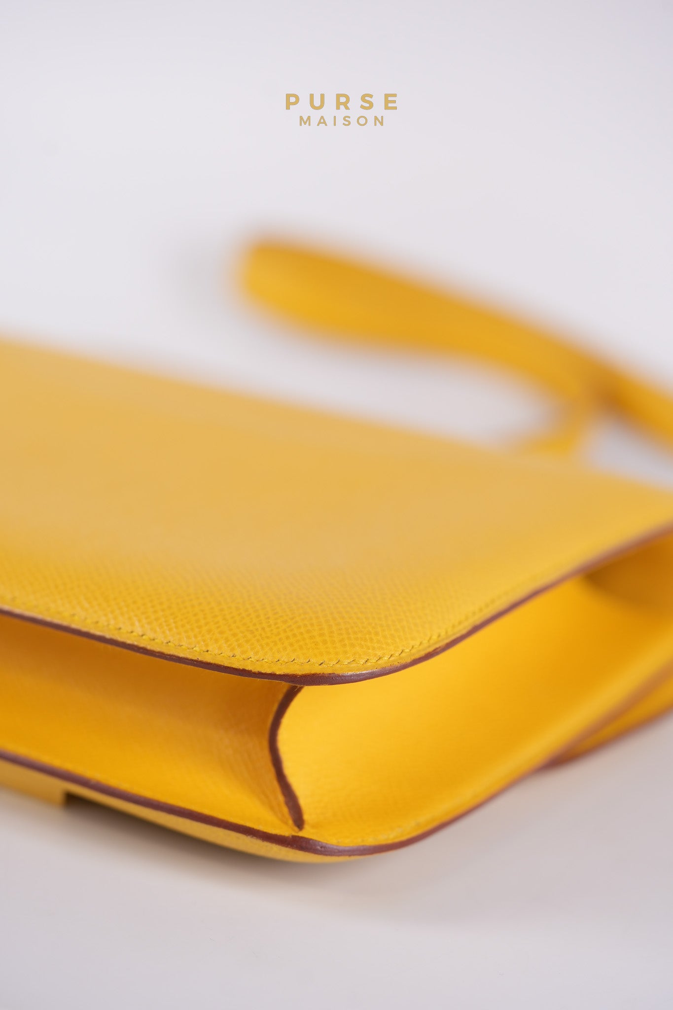 Constance 24 Jaune in Epsom Leather and Gold Hardware Stamp C Square (1999) | Purse Maison Luxury Bags Shop