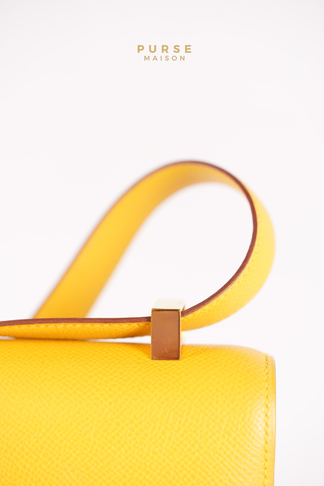 Constance 24 Jaune in Epsom Leather and Gold Hardware Stamp C Square (1999) | Purse Maison Luxury Bags Shop