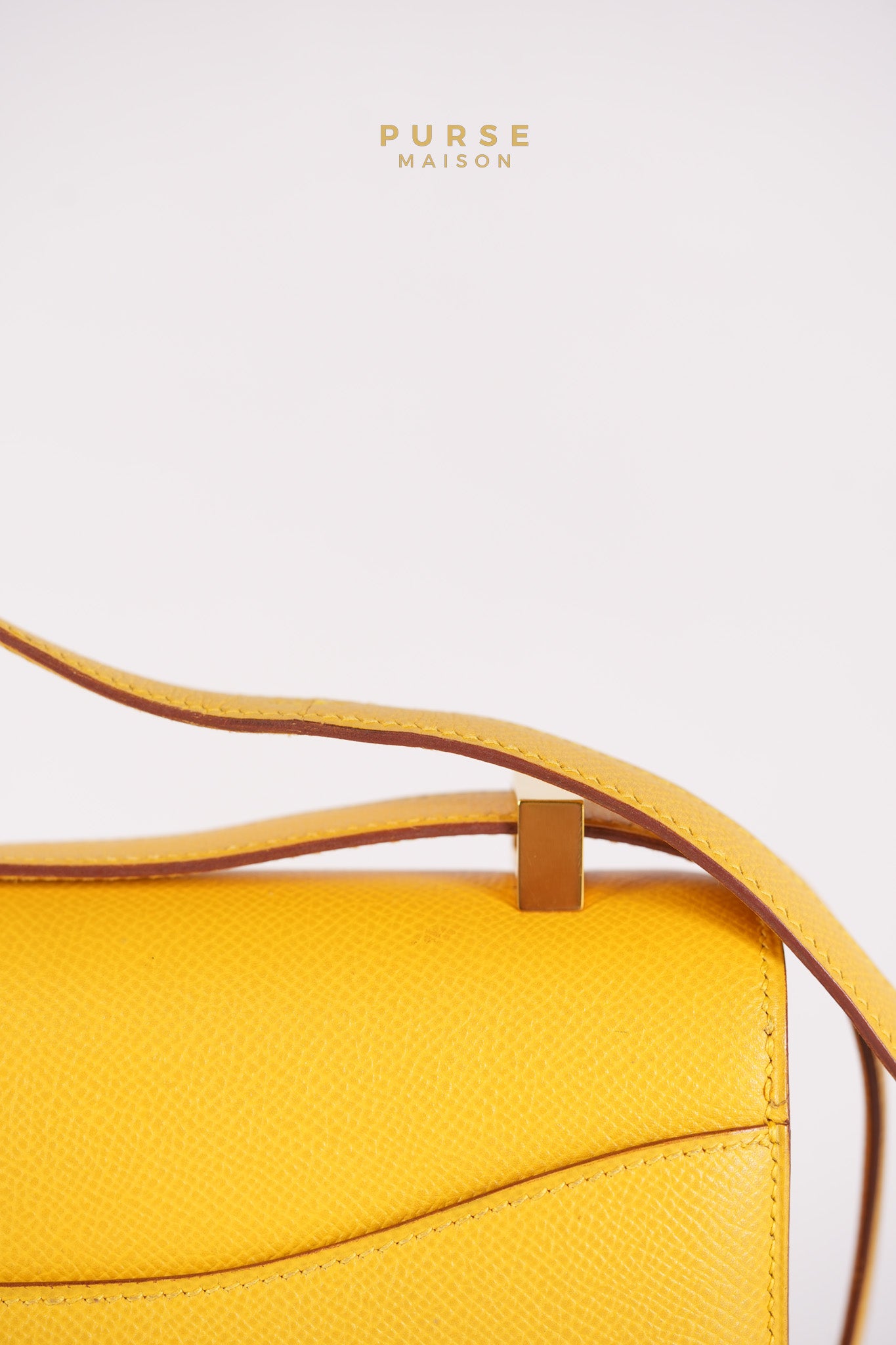 Constance 24 Jaune in Epsom Leather and Gold Hardware Stamp C Square (1999) | Purse Maison Luxury Bags Shop
