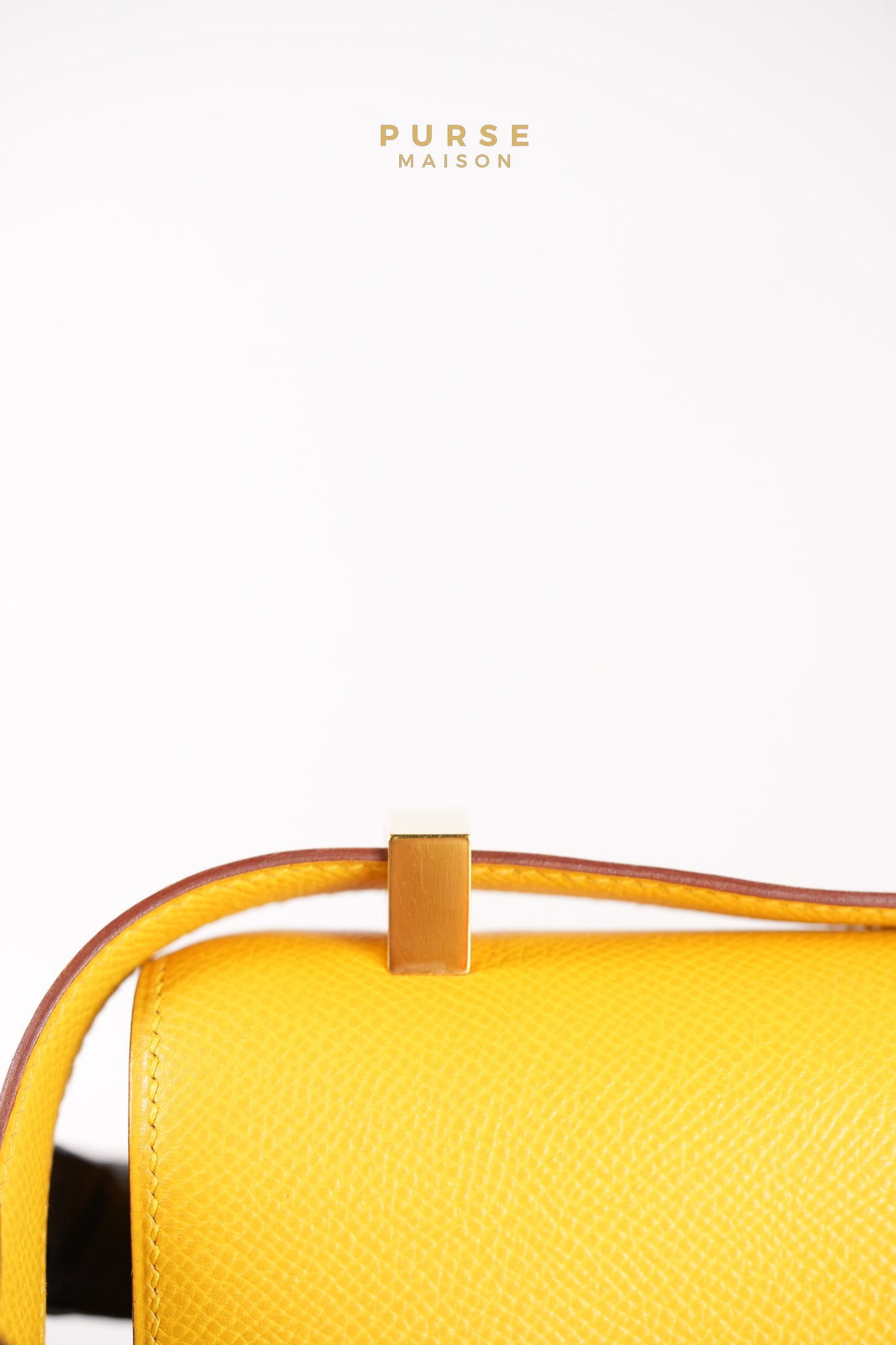 Constance 24 Jaune in Epsom Leather and Gold Hardware Stamp C Square (1999) | Purse Maison Luxury Bags Shop