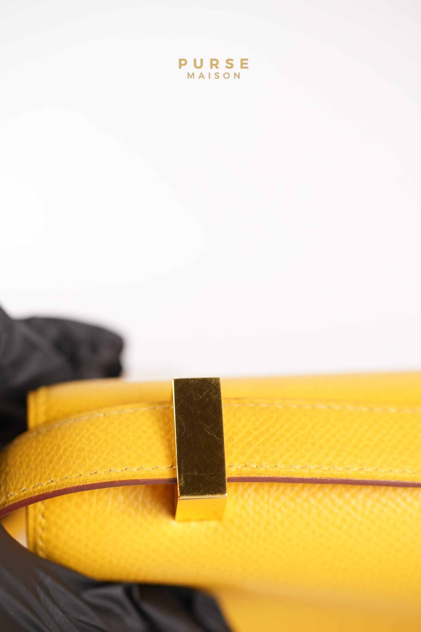 Constance 24 Jaune in Epsom Leather and Gold Hardware Stamp C Square (1999) | Purse Maison Luxury Bags Shop