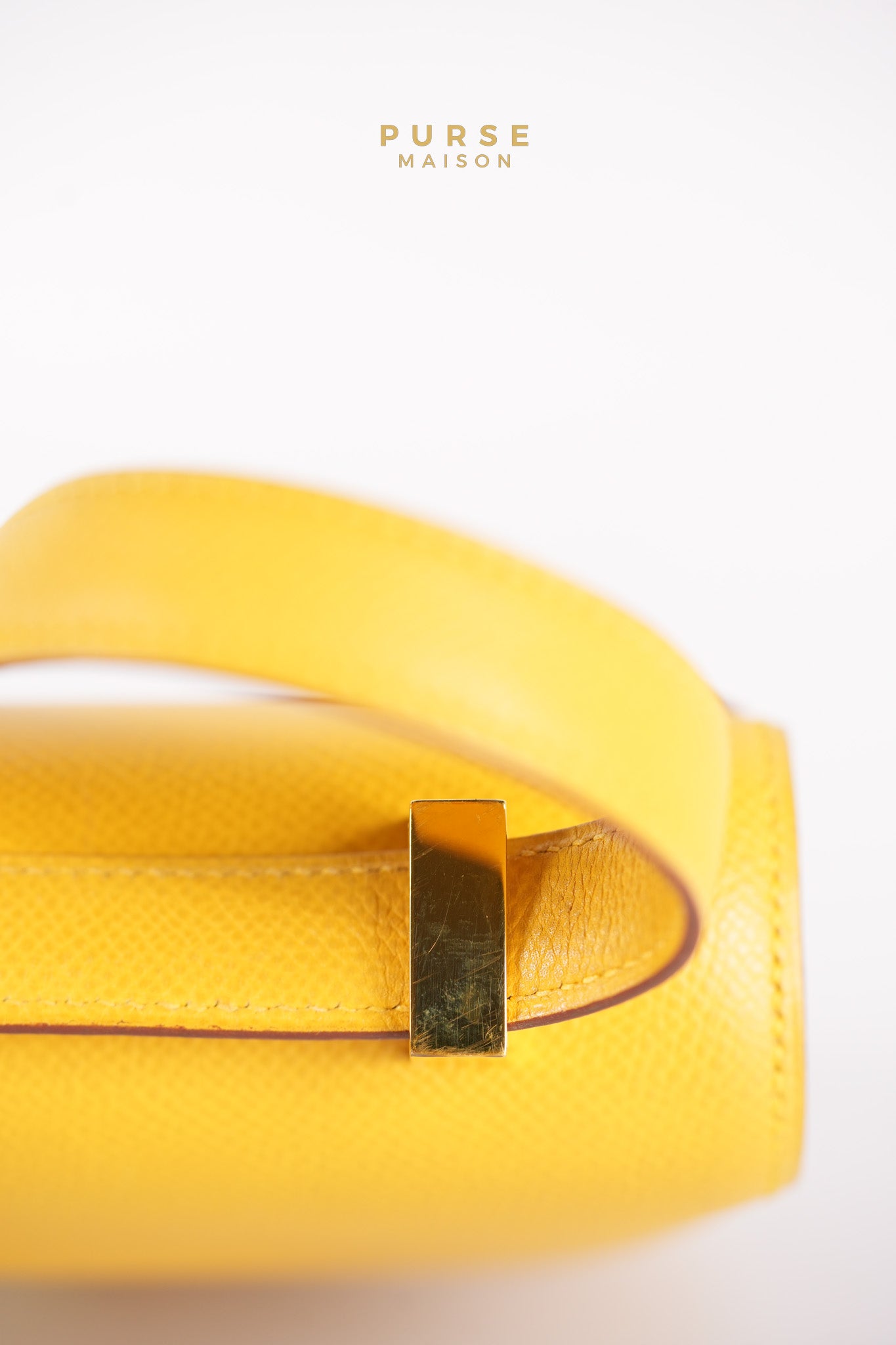 Constance 24 Jaune in Epsom Leather and Gold Hardware Stamp C Square (1999) | Purse Maison Luxury Bags Shop