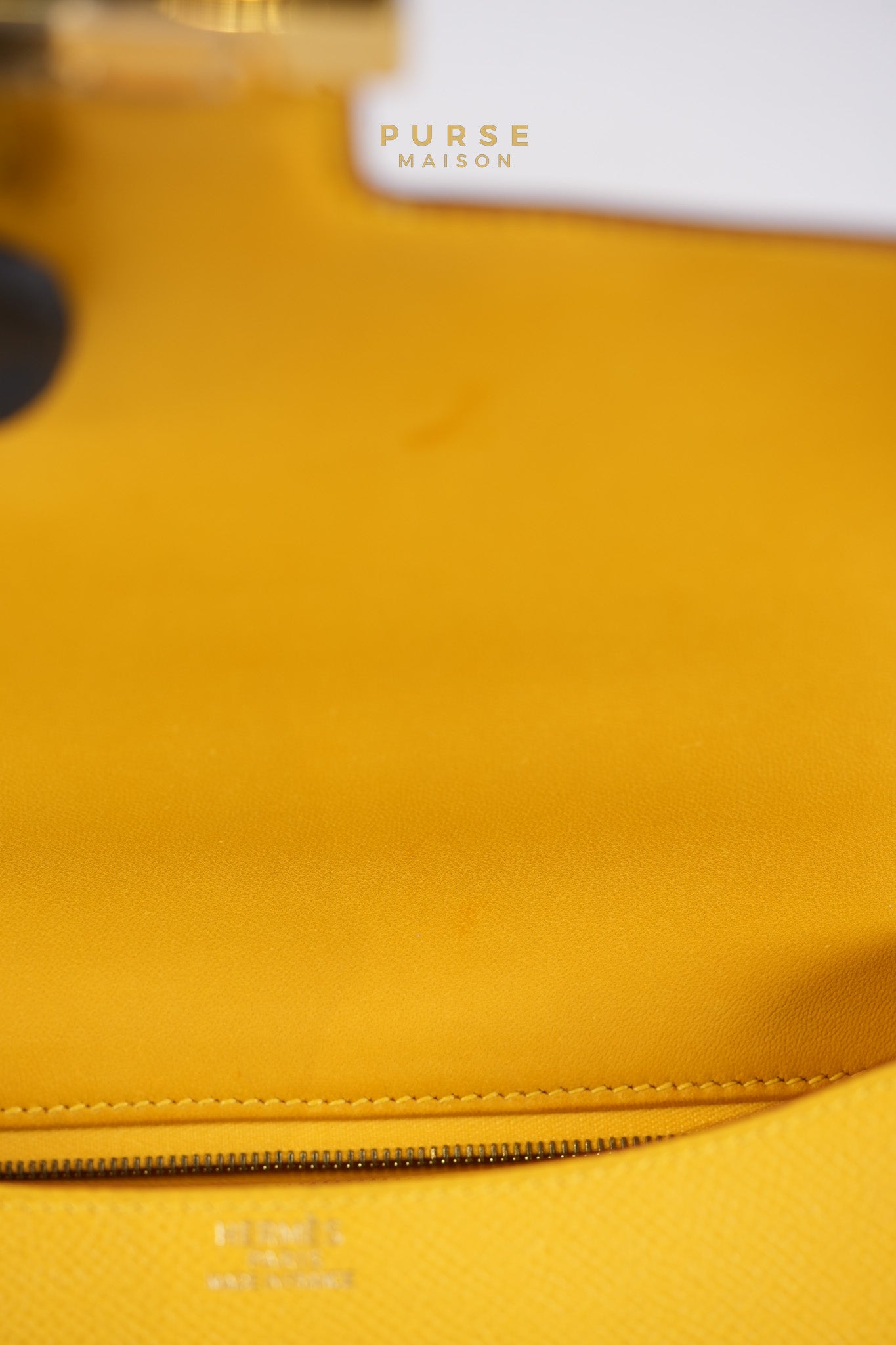 Constance 24 Jaune in Epsom Leather and Gold Hardware Stamp C Square (1999) | Purse Maison Luxury Bags Shop