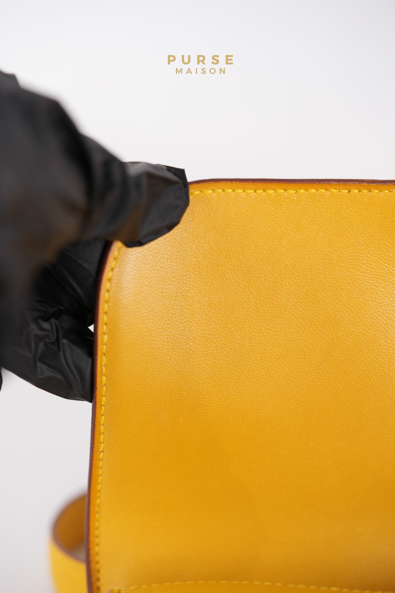 Constance 24 Jaune in Epsom Leather and Gold Hardware Stamp C Square (1999) | Purse Maison Luxury Bags Shop