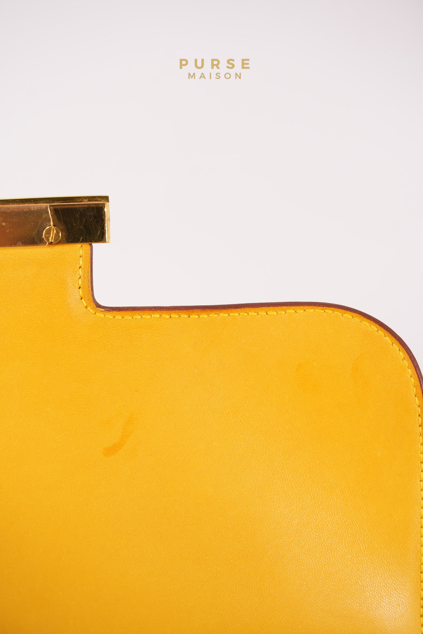Constance 24 Jaune in Epsom Leather and Gold Hardware Stamp C Square (1999) | Purse Maison Luxury Bags Shop