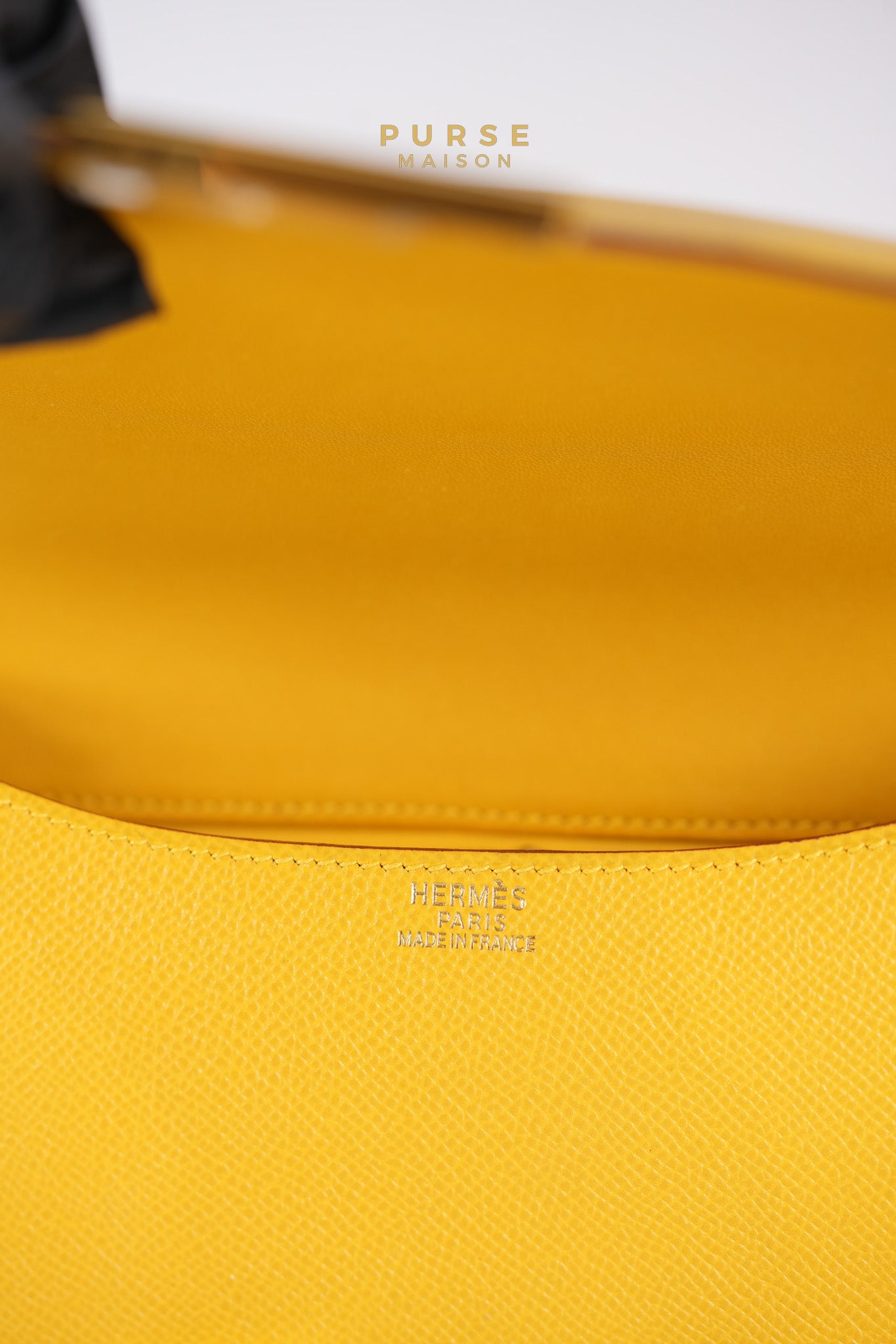 Constance 24 Jaune in Epsom Leather and Gold Hardware Stamp C Square (1999) | Purse Maison Luxury Bags Shop