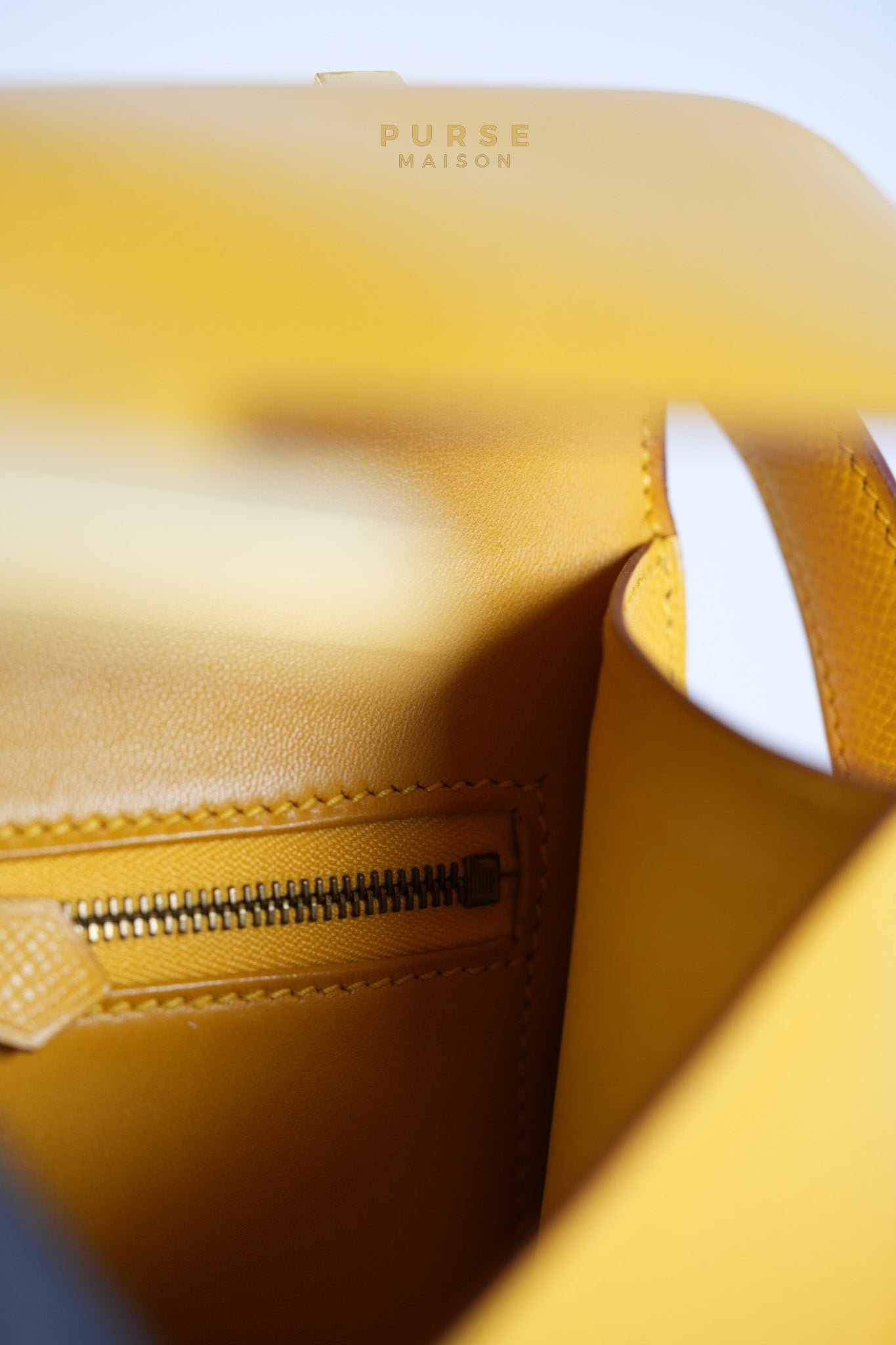 Constance 24 Jaune in Epsom Leather and Gold Hardware Stamp C Square (1999) | Purse Maison Luxury Bags Shop