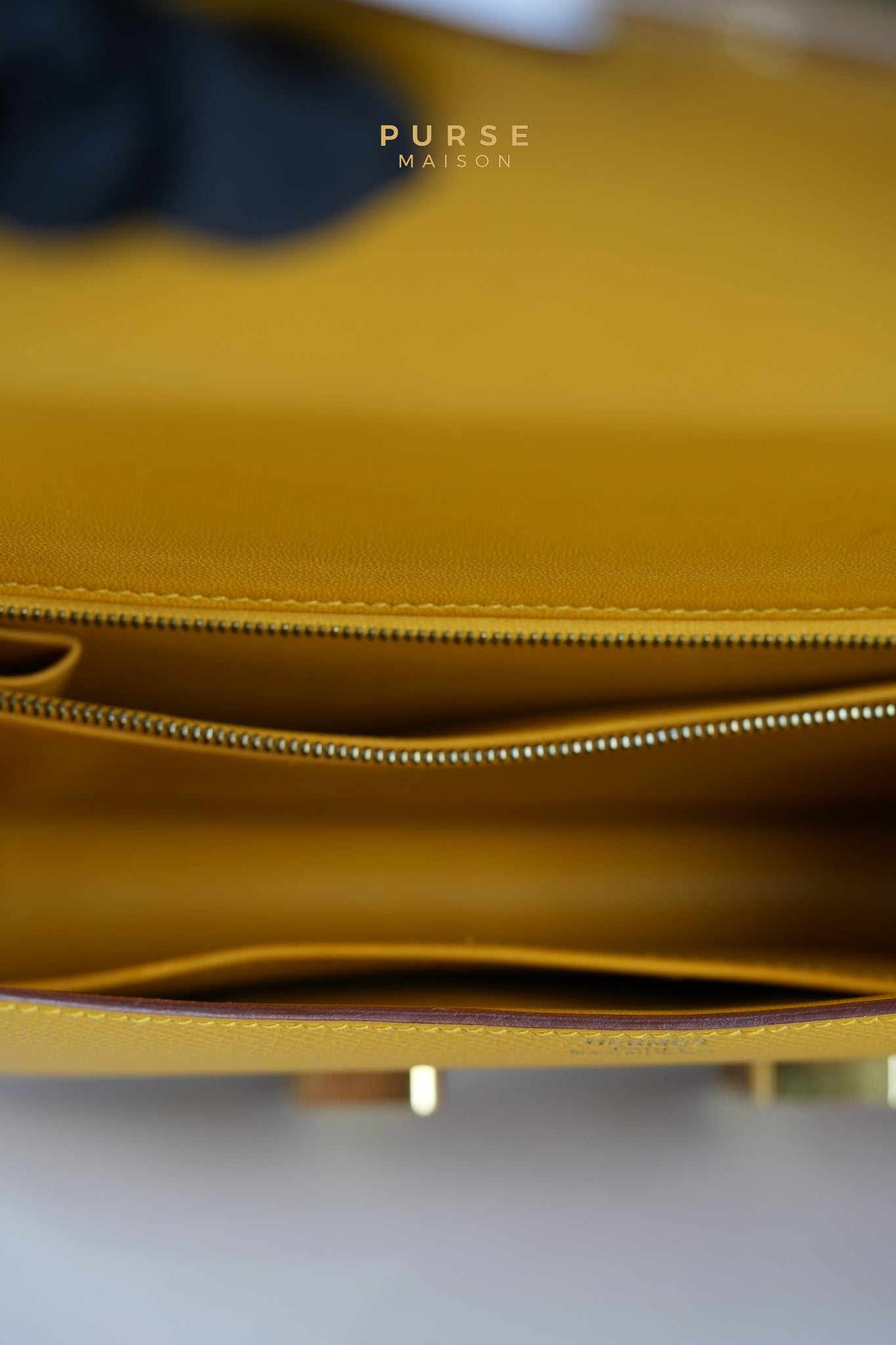 Constance 24 Jaune in Epsom Leather and Gold Hardware Stamp C Square (1999) | Purse Maison Luxury Bags Shop