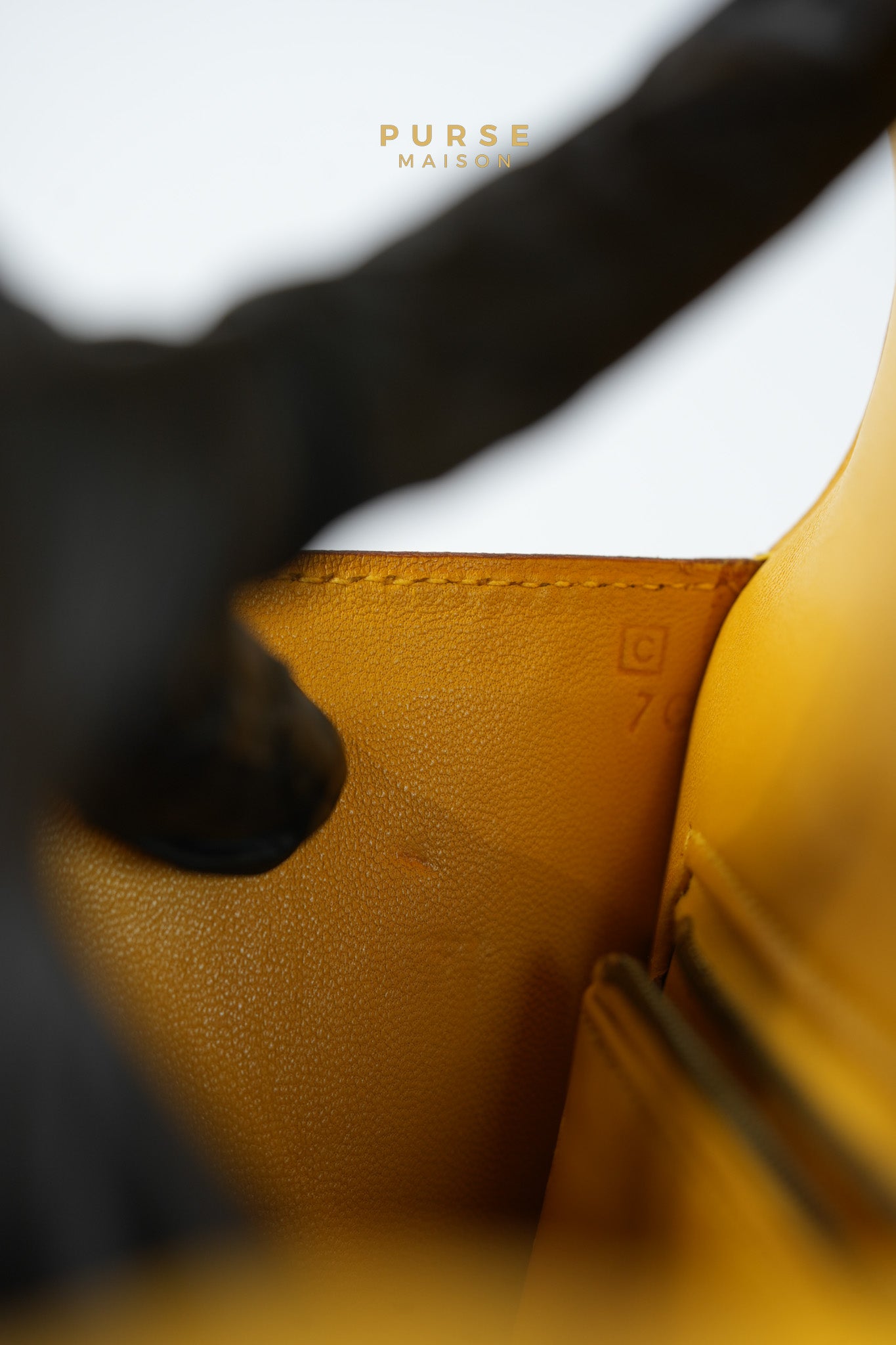 Constance 24 Jaune in Epsom Leather and Gold Hardware Stamp C Square (1999) | Purse Maison Luxury Bags Shop