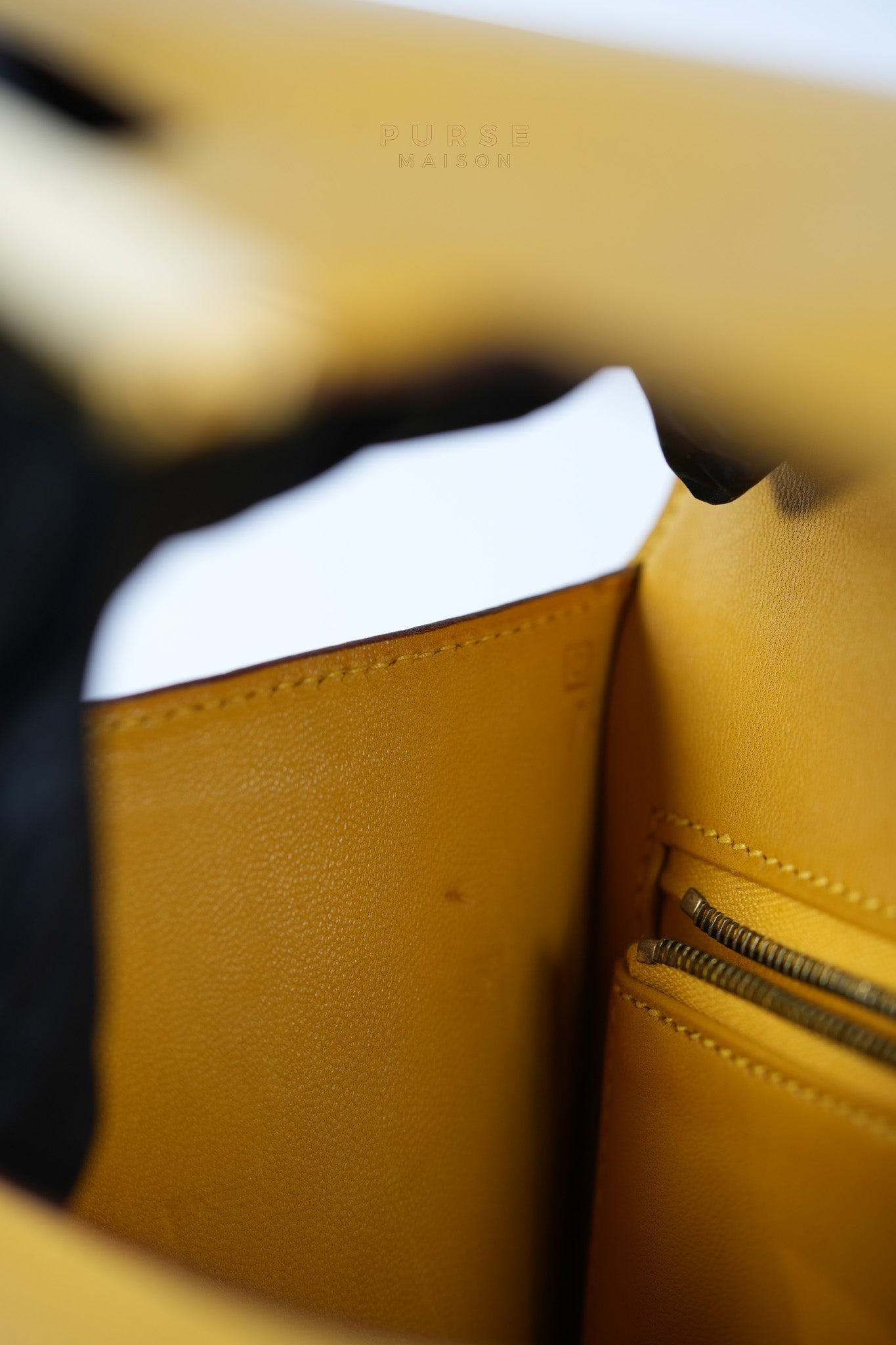 Constance 24 Jaune in Epsom Leather and Gold Hardware Stamp C Square (1999) | Purse Maison Luxury Bags Shop