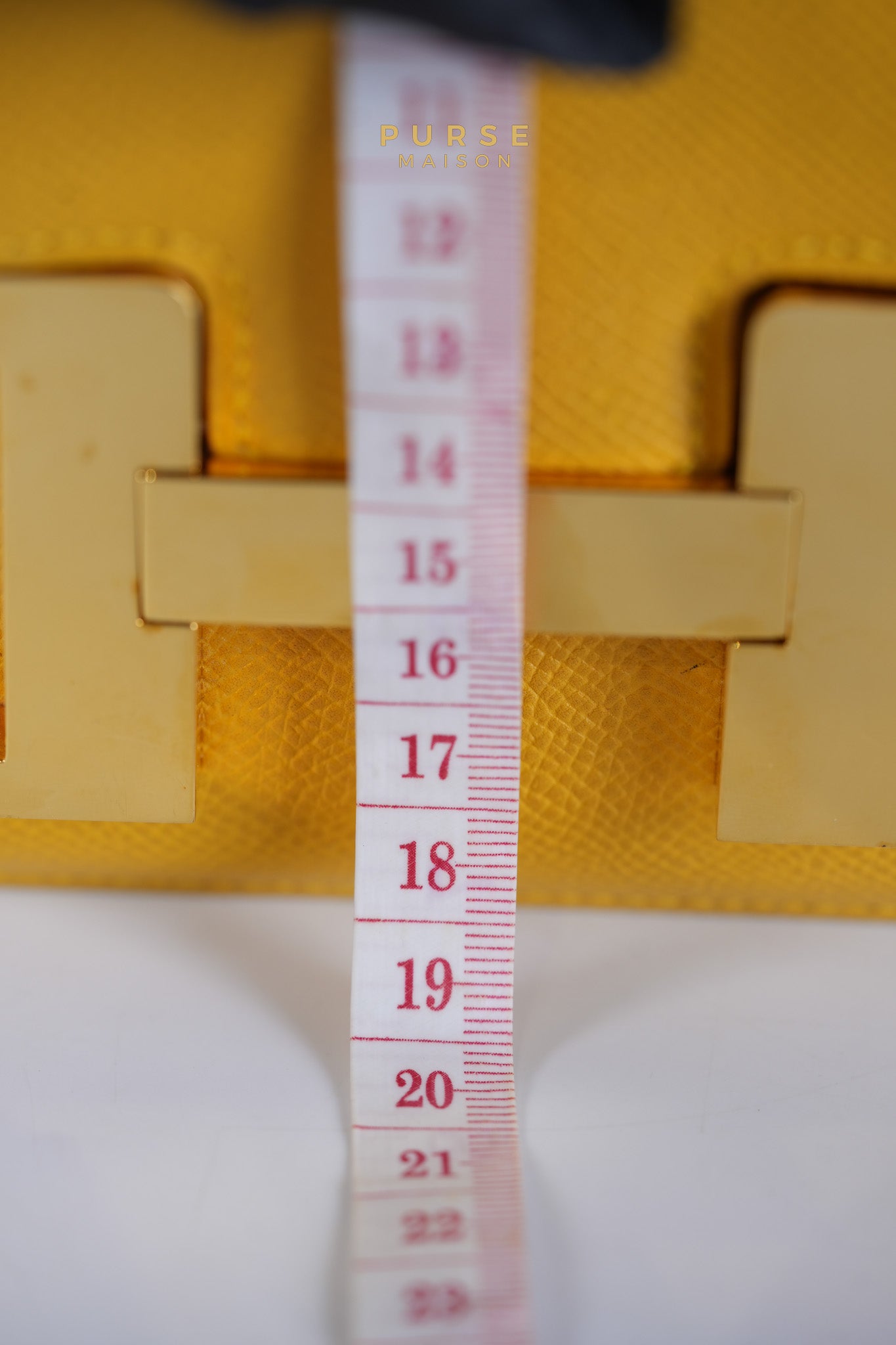 Constance 24 Jaune in Epsom Leather and Gold Hardware Stamp C Square (1999) | Purse Maison Luxury Bags Shop