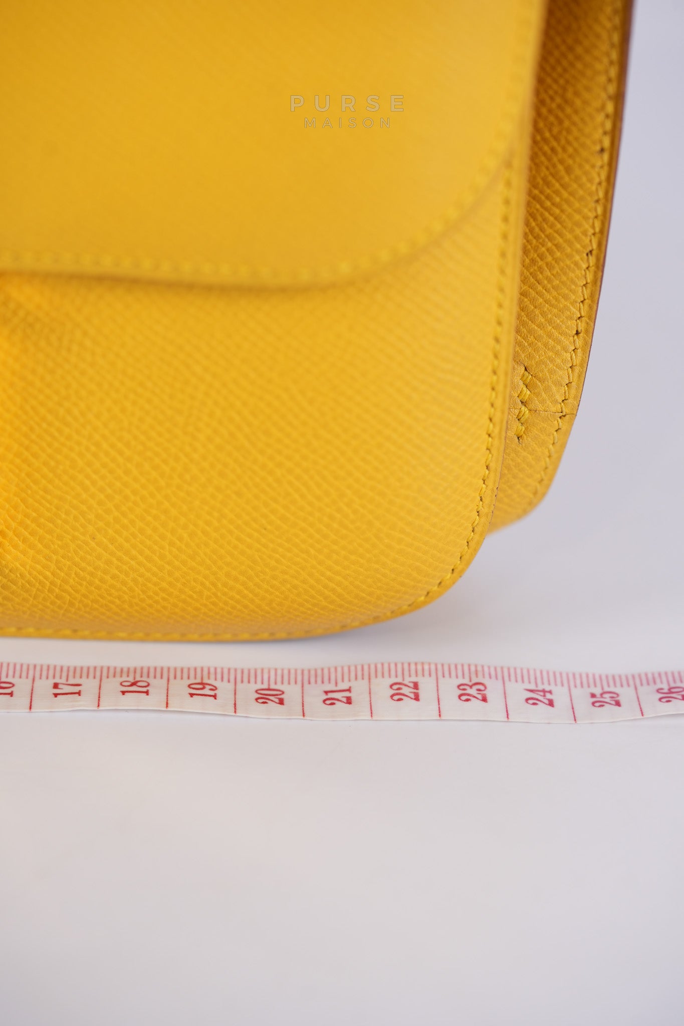 Constance 24 Jaune in Epsom Leather and Gold Hardware Stamp C Square (1999) | Purse Maison Luxury Bags Shop