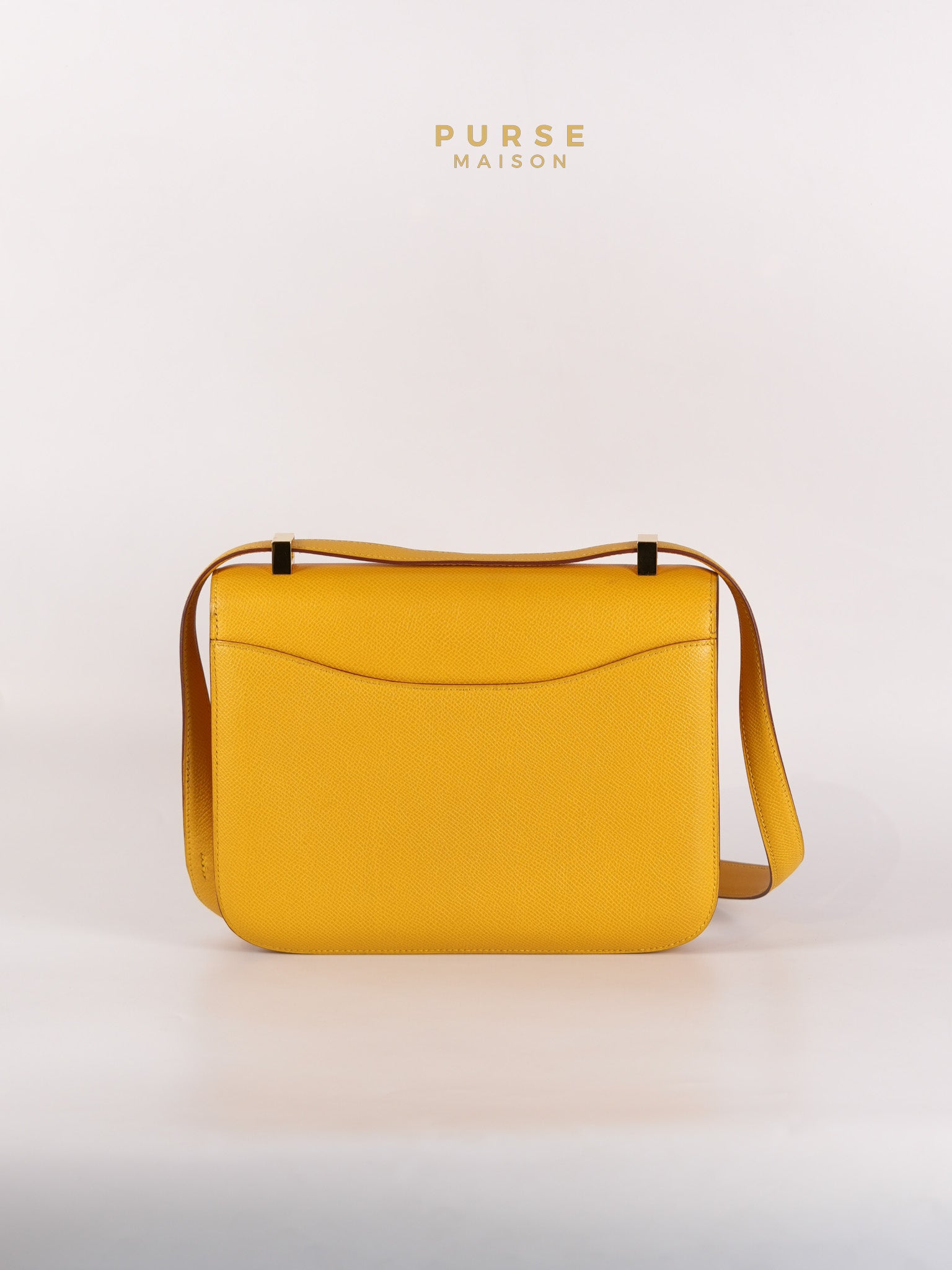 Constance 24 Jaune in Epsom Leather and Gold Hardware Stamp C Square (1999) | Purse Maison Luxury Bags Shop