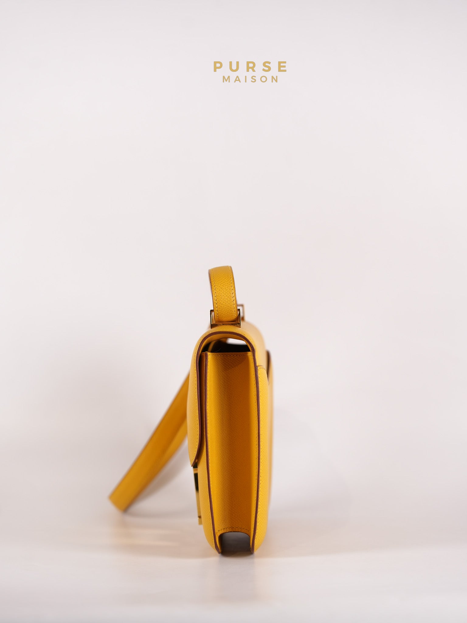 Constance 24 Jaune in Epsom Leather and Gold Hardware Stamp C Square (1999) | Purse Maison Luxury Bags Shop