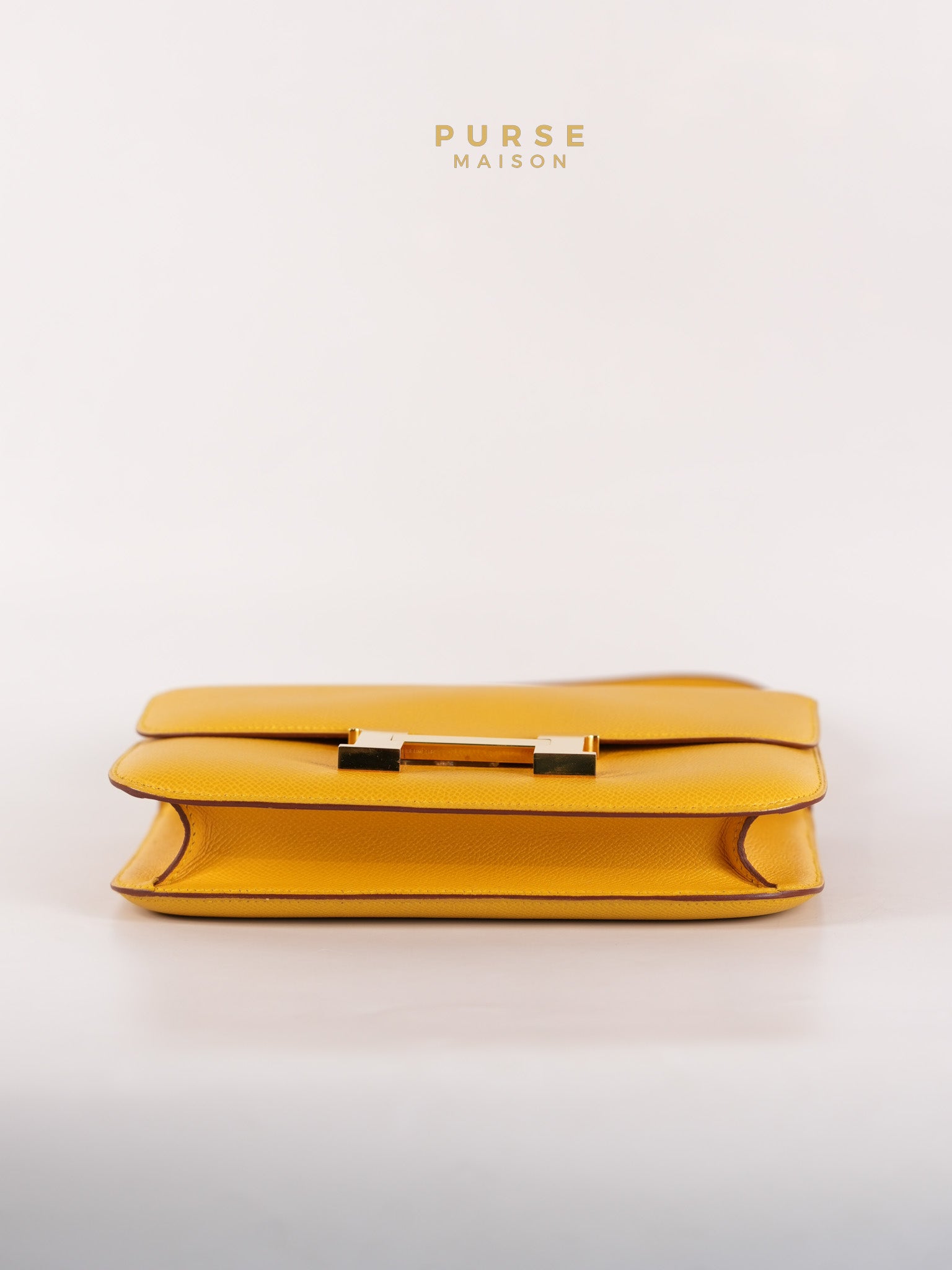 Constance 24 Jaune in Epsom Leather and Gold Hardware Stamp C Square (1999) | Purse Maison Luxury Bags Shop