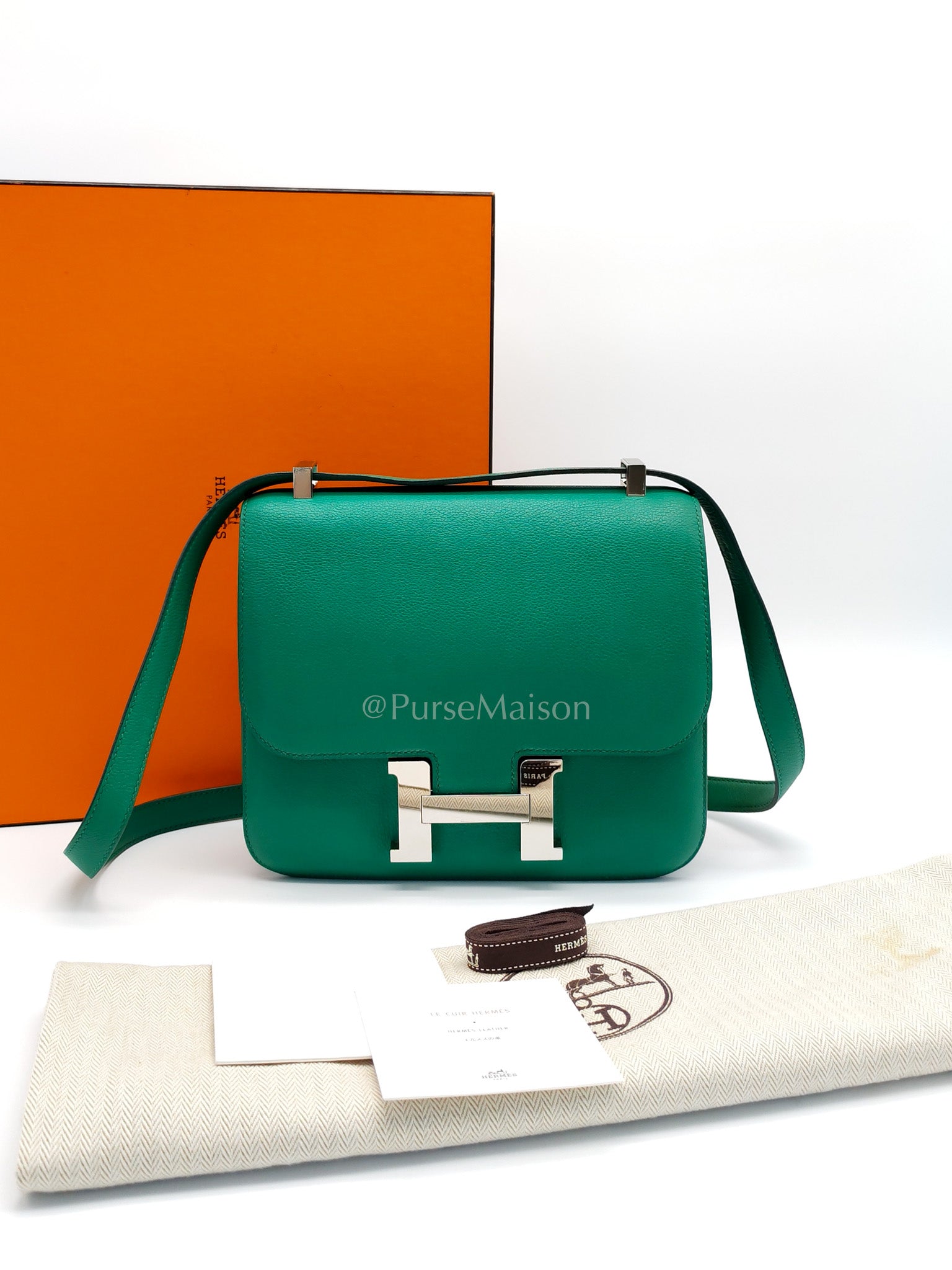 Constance 24 Vert Vertigo in Evercolor Leather and Palladium Hardware Stamp A (2017) | Purse Maison Luxury Bags Shop