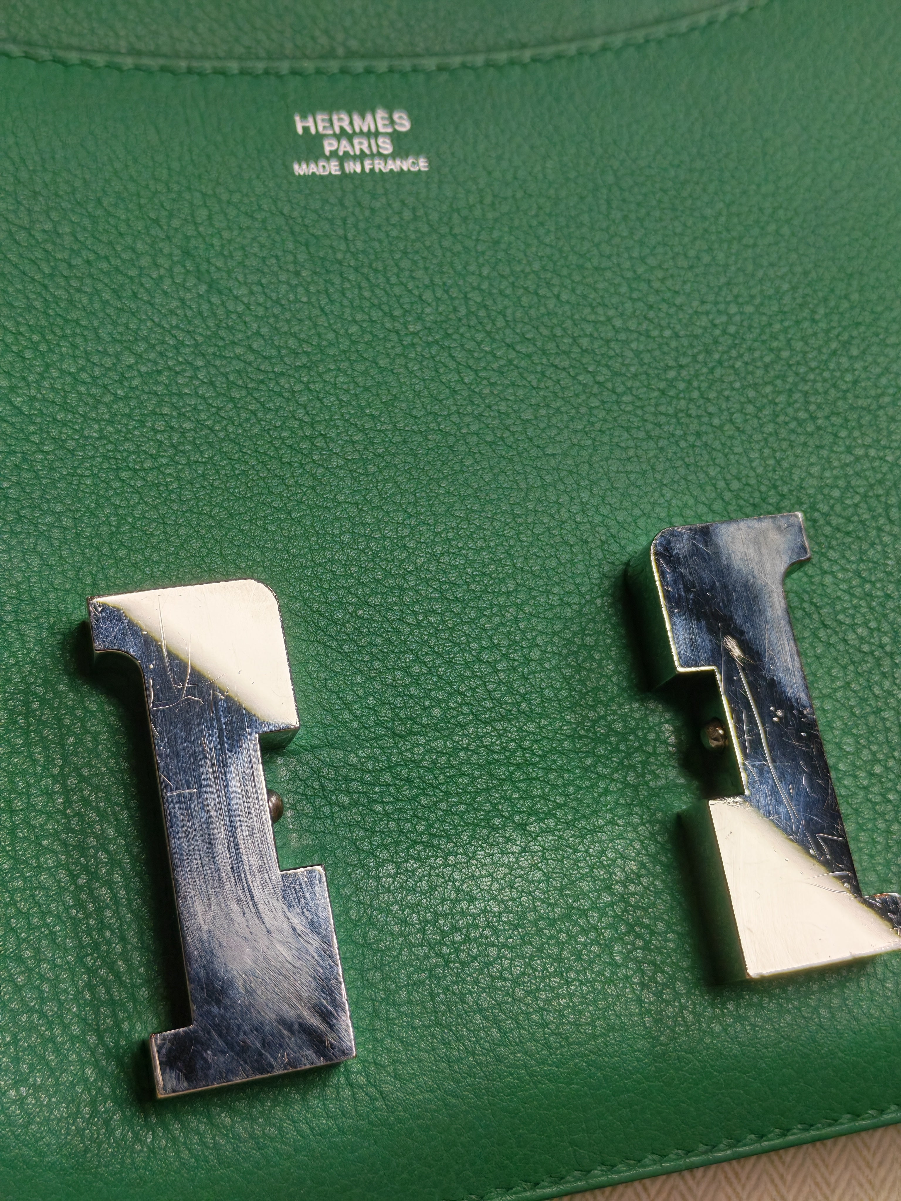 Constance 24 Vert Vertigo in Evercolor Leather and Palladium Hardware Stamp A (2017) | Purse Maison Luxury Bags Shop