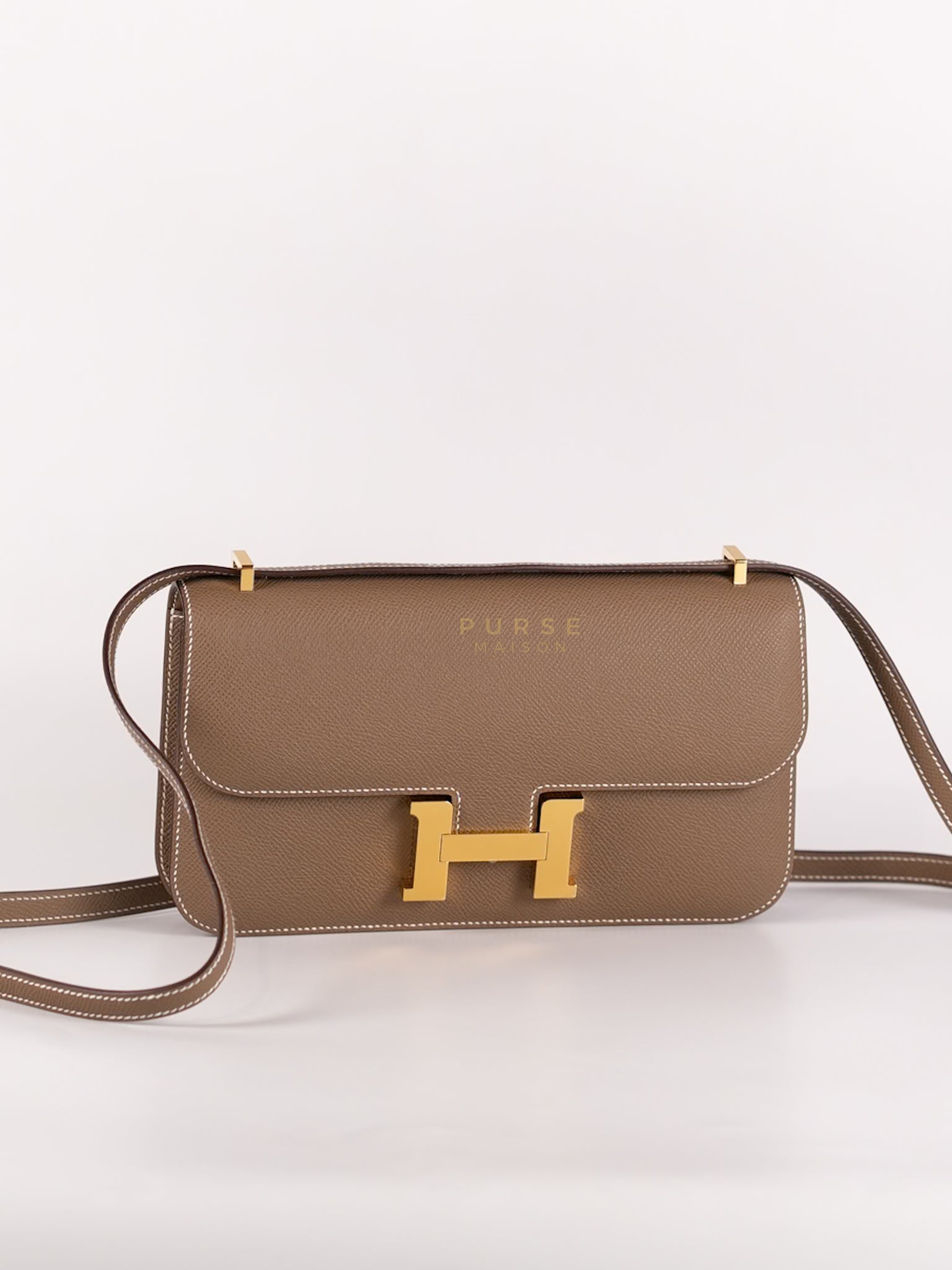Constance Elan Etoupe In Epsom Leather and Gold Hardware Stamp W (2024) | Purse Maison Luxury Bags Shop