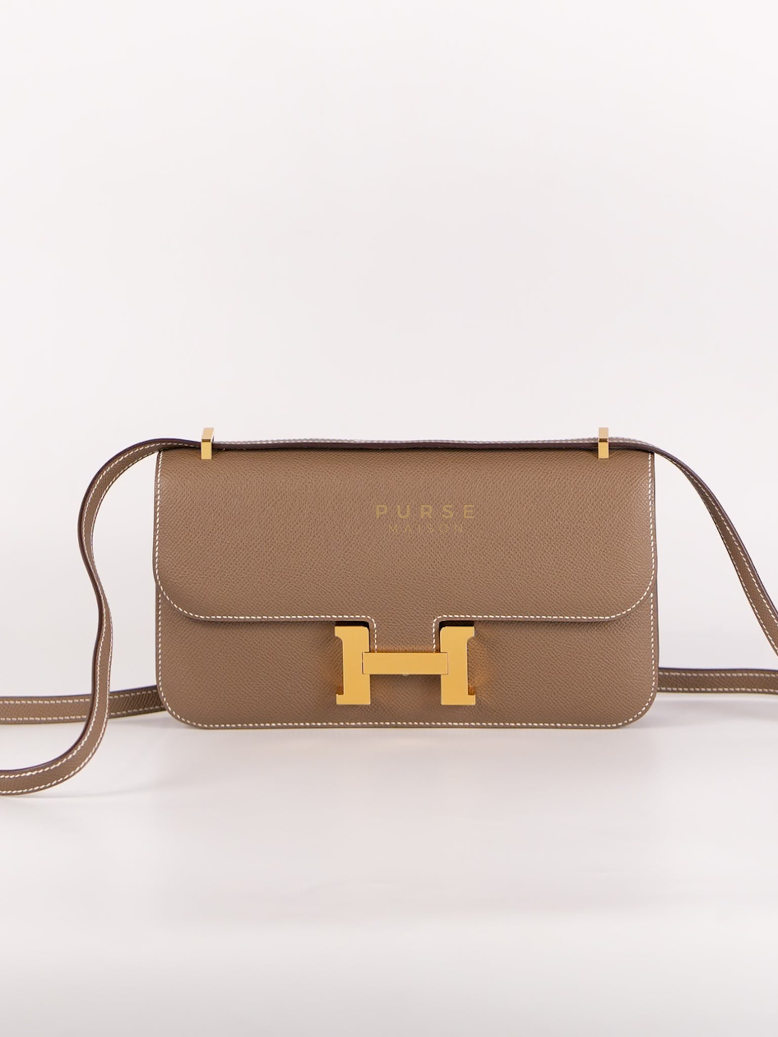 Constance Elan Etoupe In Epsom Leather and Gold Hardware Stamp W (2024) | Purse Maison Luxury Bags Shop