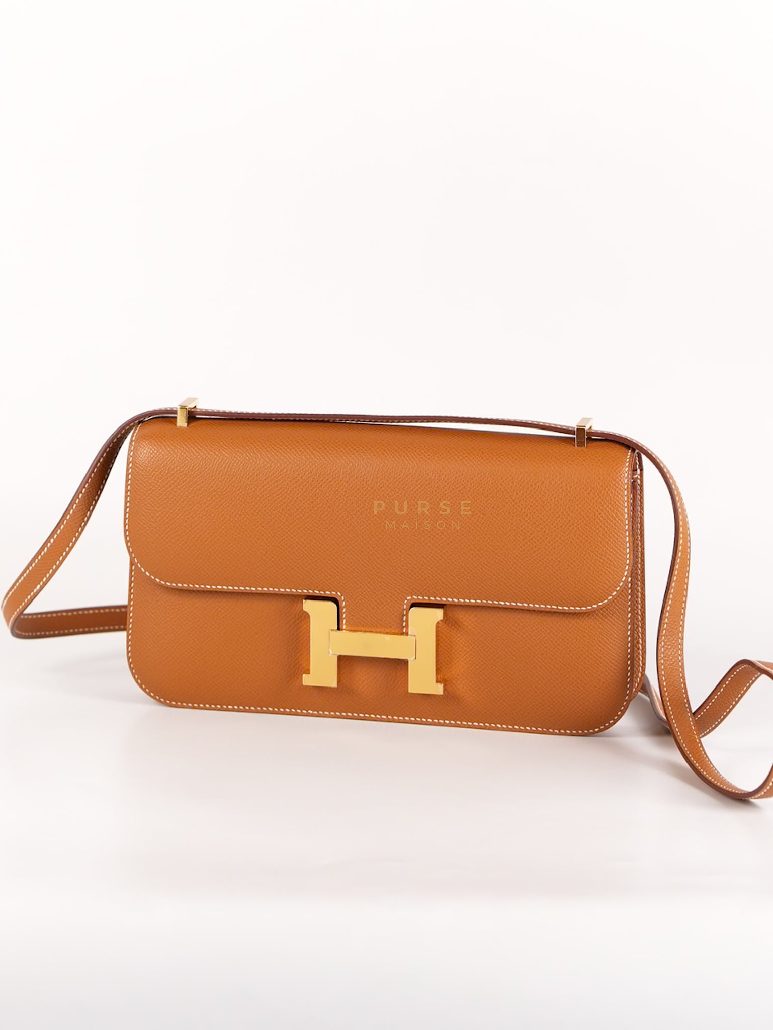 Constance Elan Gold Epsom Leather Gold Hardware Stamp W(2024) | Purse Maison Luxury Bags Shop
