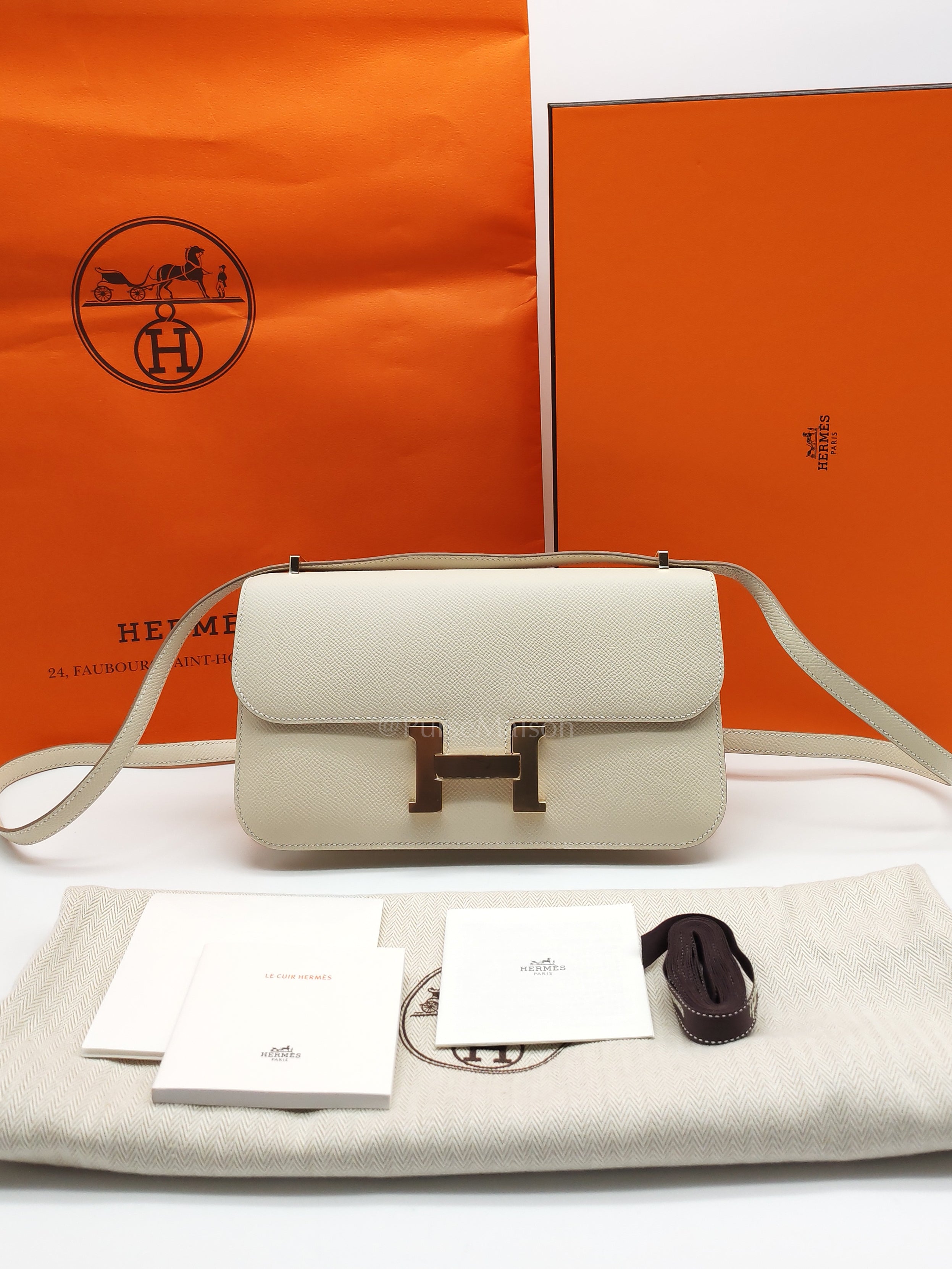 Constance Elan in Craie Epsom Leather and Permabrass Hardware Stamp G(2026) | Purse Maison Luxury Bags Shop