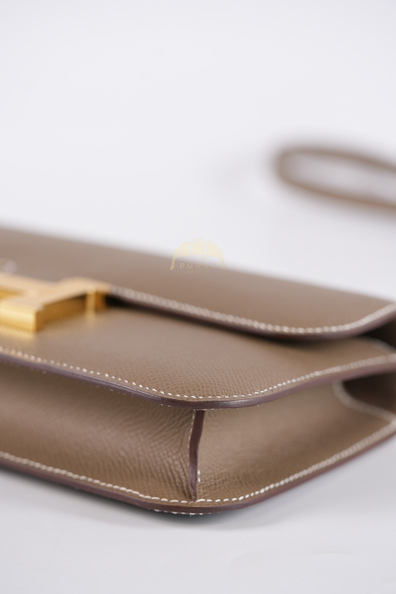 Constance Elan in Etoupe Epsom Leather and Gold Hardware Stamp W (2024) | Purse Maison Luxury Bags Shop