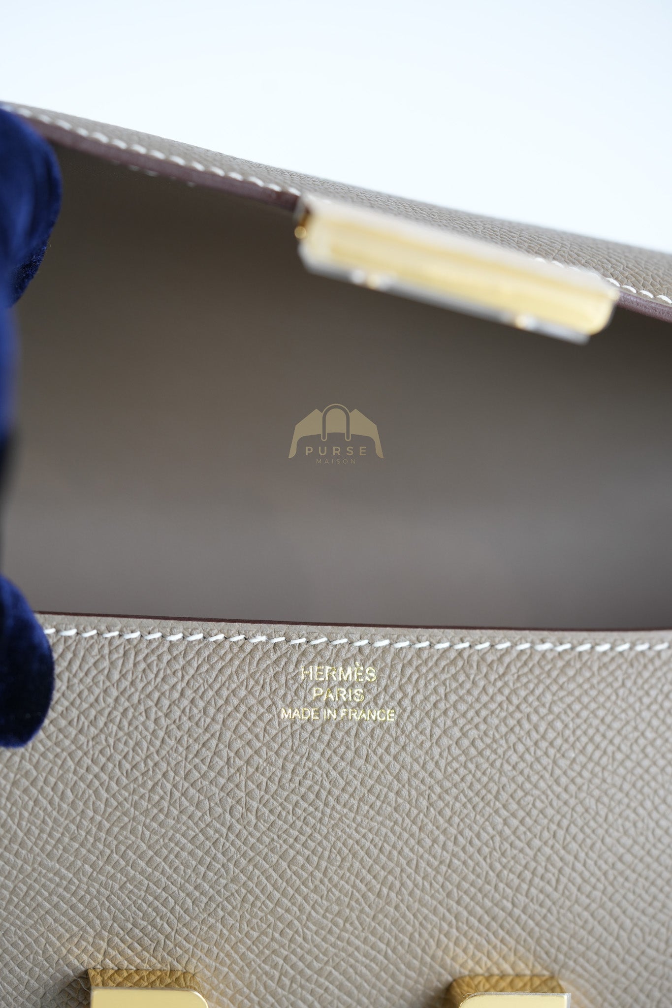 Constance Elan in Etoupe Epsom Leather and Gold Hardware Stamp W (2024) | Purse Maison Luxury Bags Shop