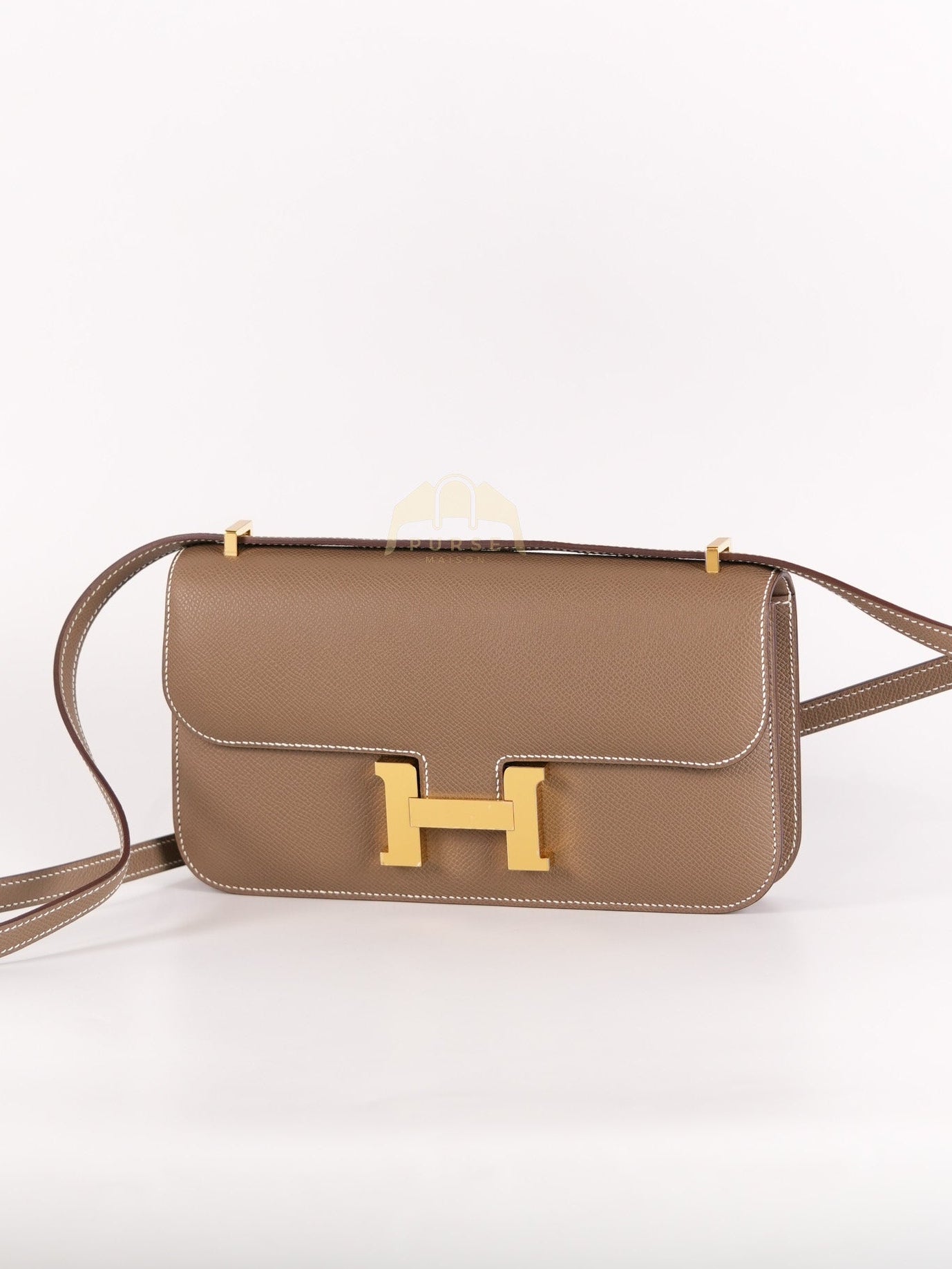 Constance Elan in Etoupe Epsom Leather and Gold Hardware Stamp W (2024) | Purse Maison Luxury Bags Shop
